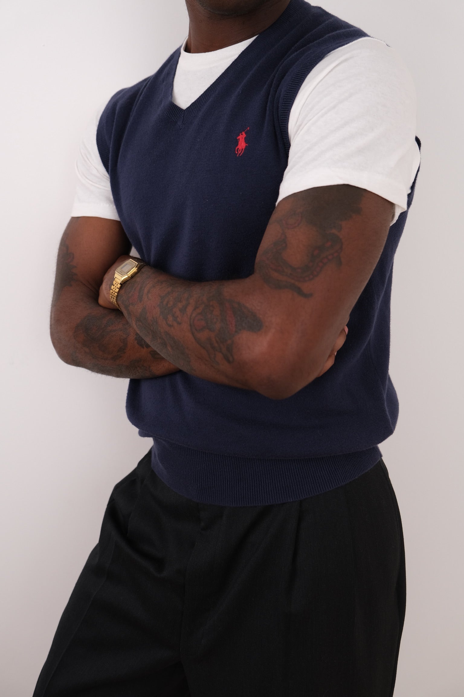 Vintage 90s Marine Polo Ralph Lauren Cotton Sweater Vest