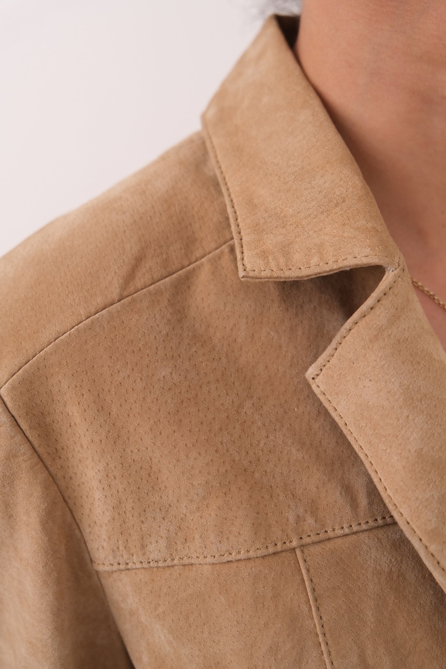 Vintage tan suede leather two-button blazer