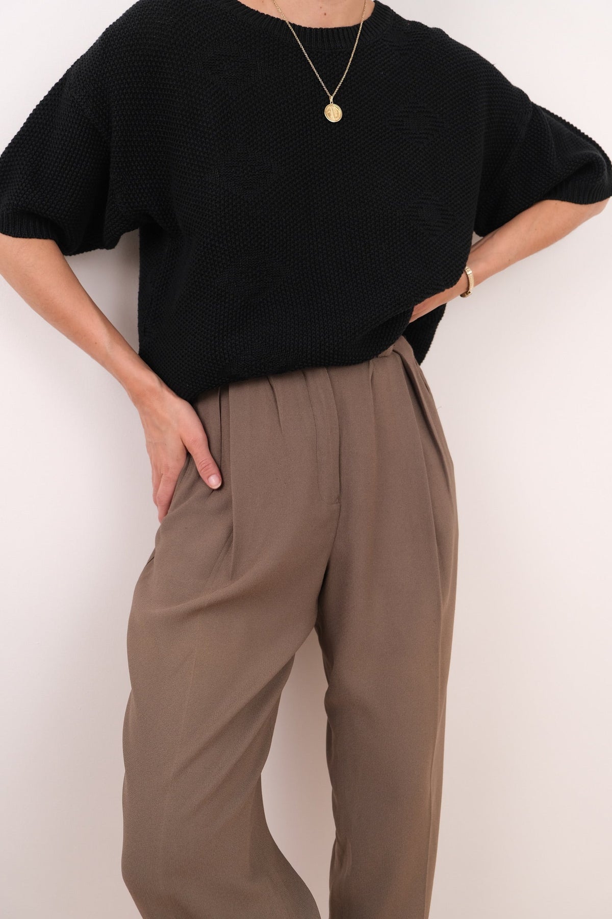 Vintage 90s Graphite Ramie Blend Waffle Knit Sweater