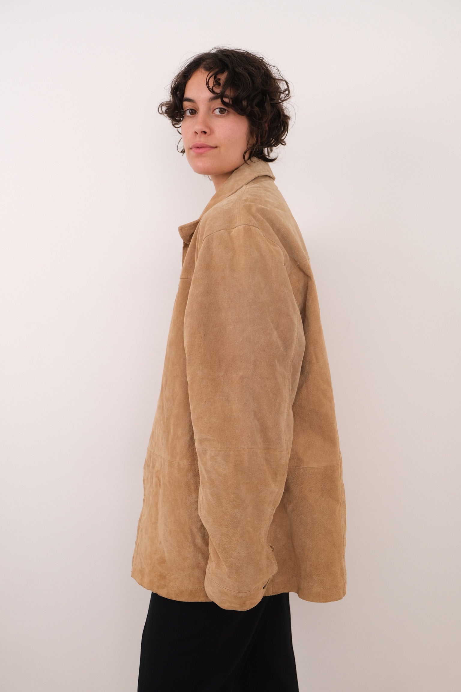 Vintage 00s Fawn Leather Zip Front Jacket
