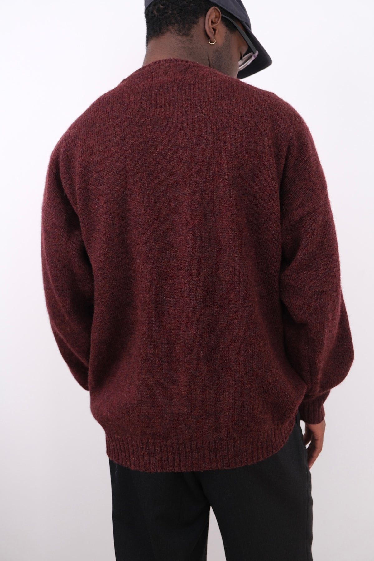 Vintage Oxblood Pure New Wool Crewneck Sweater