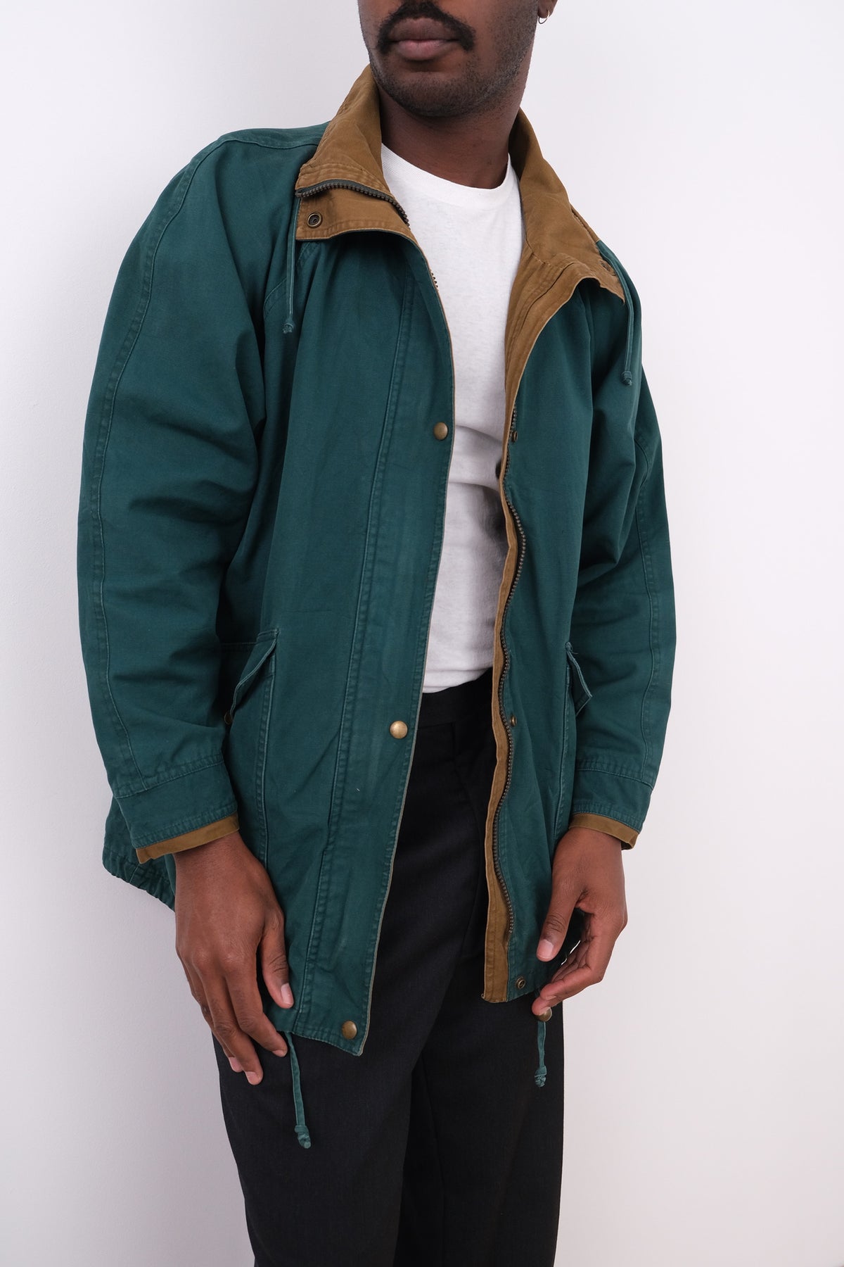 Vintage 90s Pine Cotton Hooded Utility Parka
