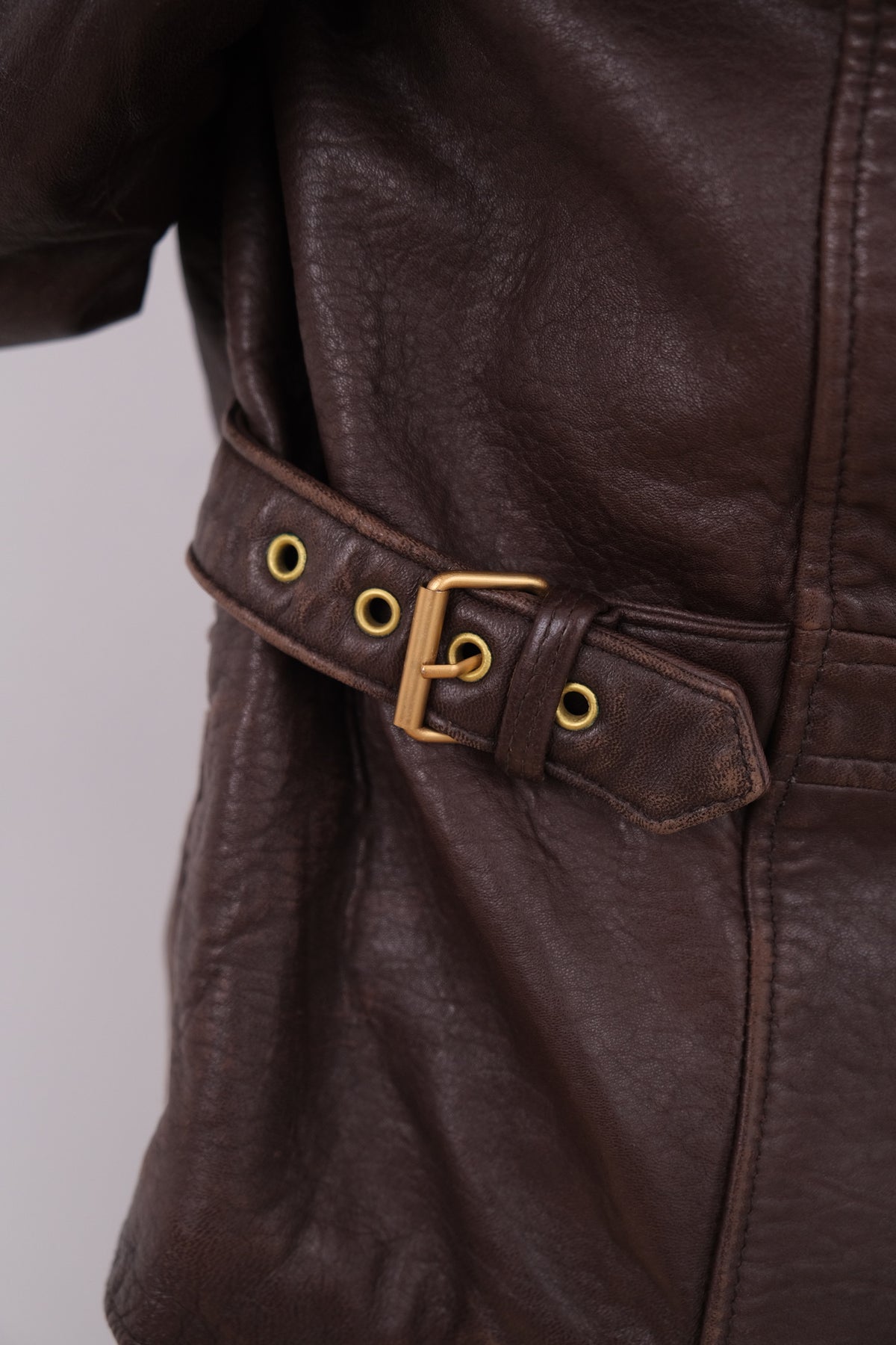 Vintage 90s Tobacco Genuine Leather Zip Front Jacket