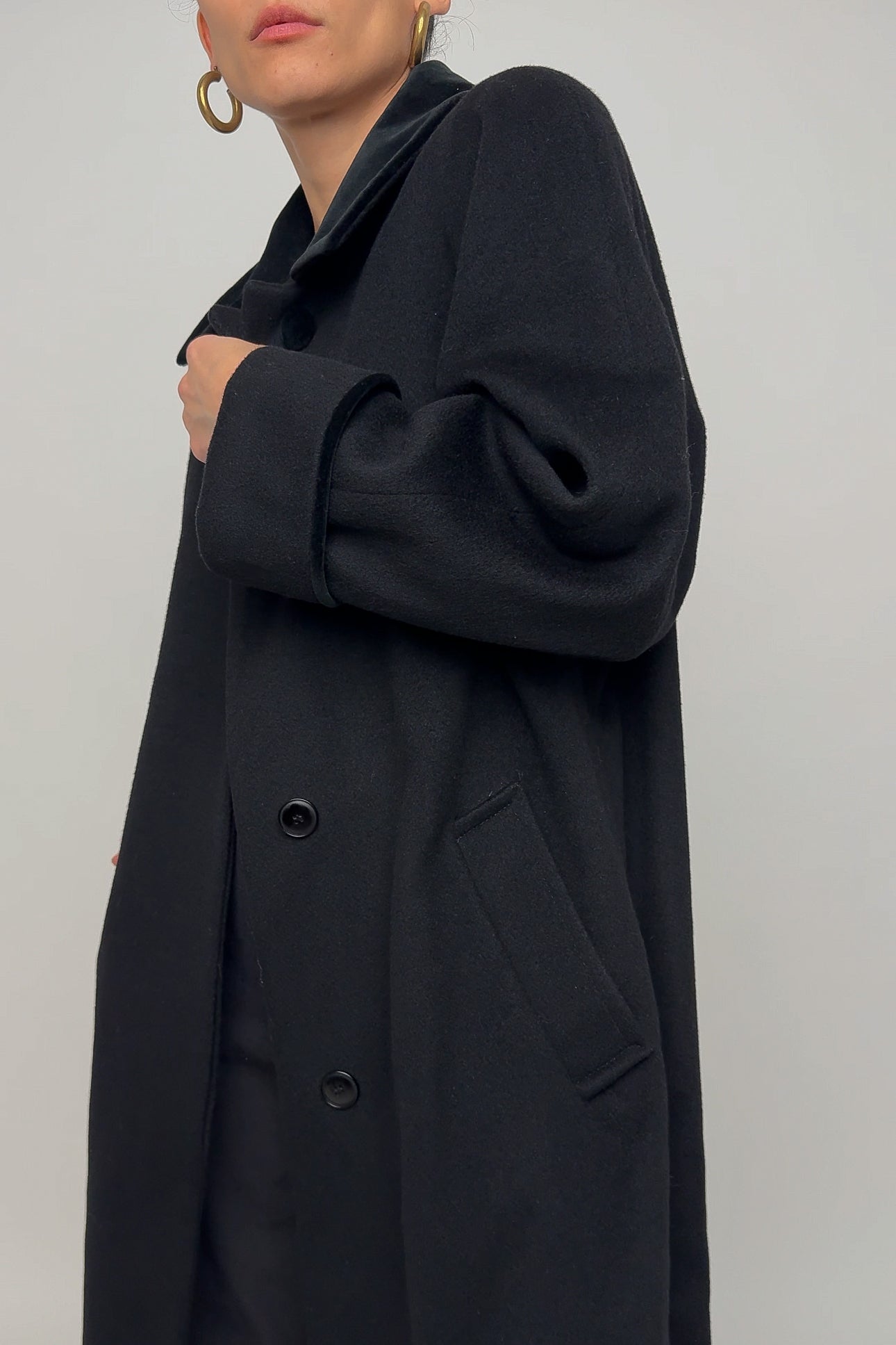 Vintage Onyx Wool Velvet Collar Coat