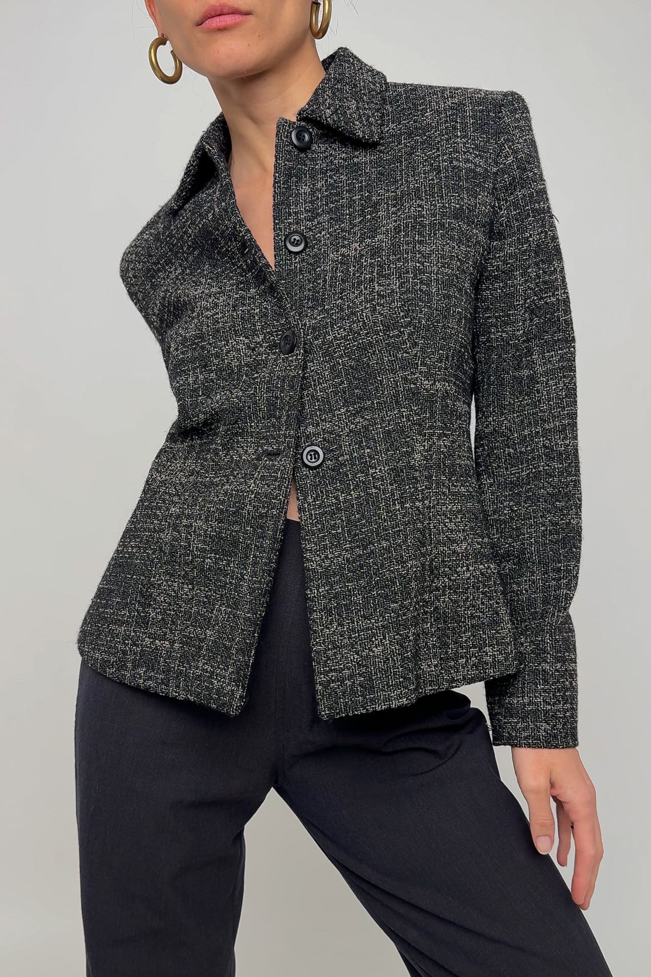 Vintage 90s Stone Wool Cropped Blazer