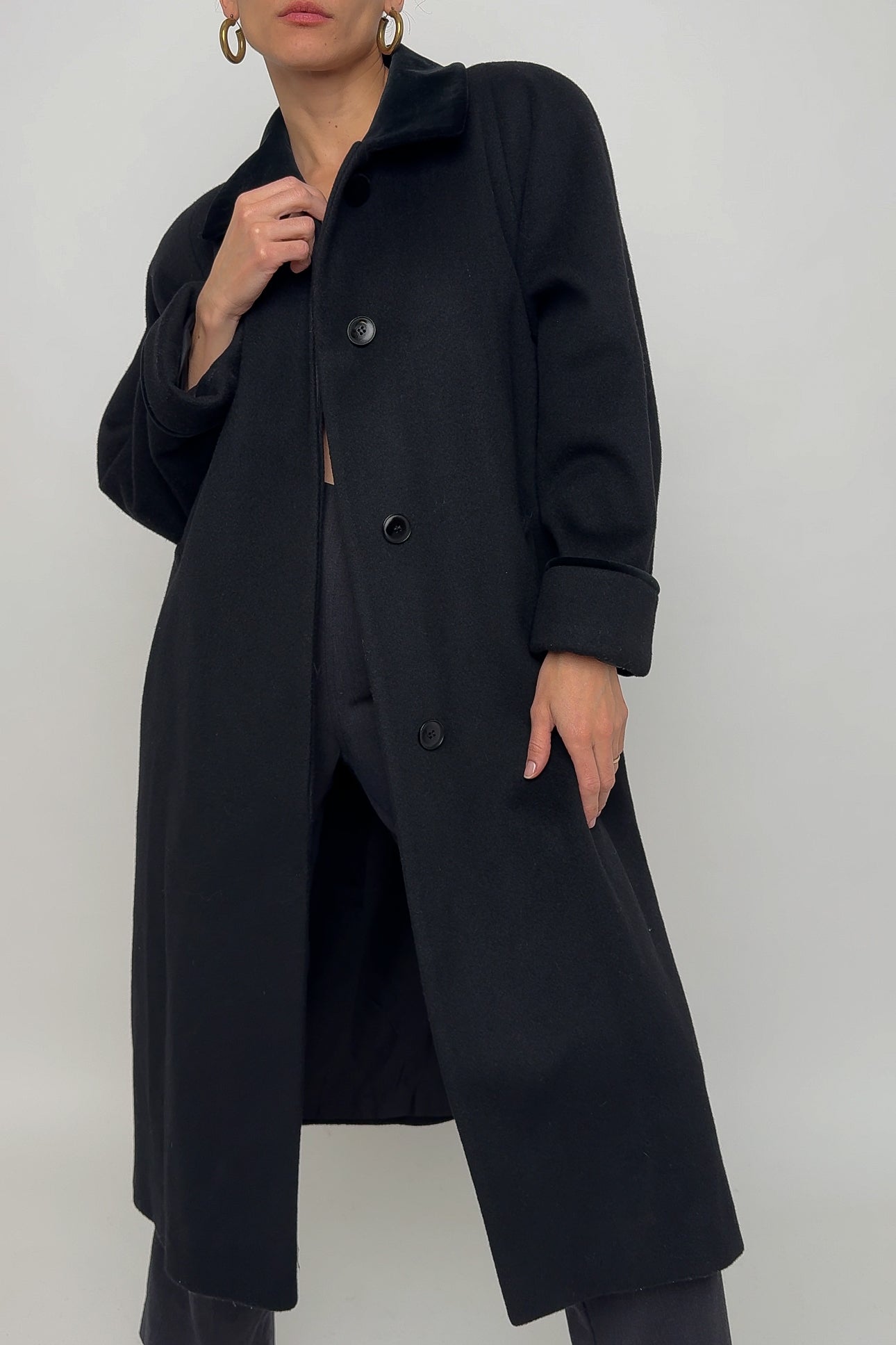 Vintage Onyx Wool Velvet Collar Coat