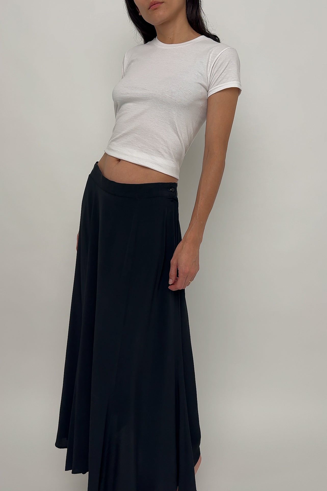 Vintage 90s Noir Flowy Maxi Skirt