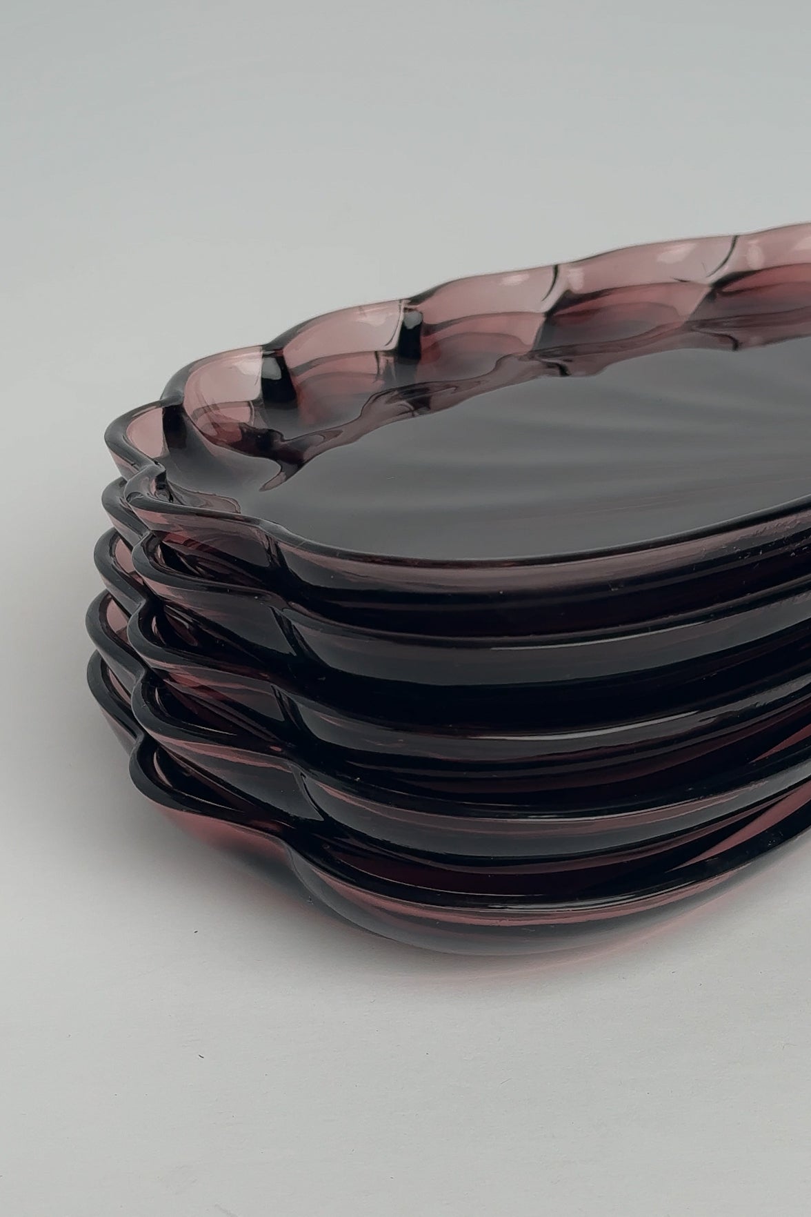 Vintage Pomegranate Smoked Glass Individual Platters (5)