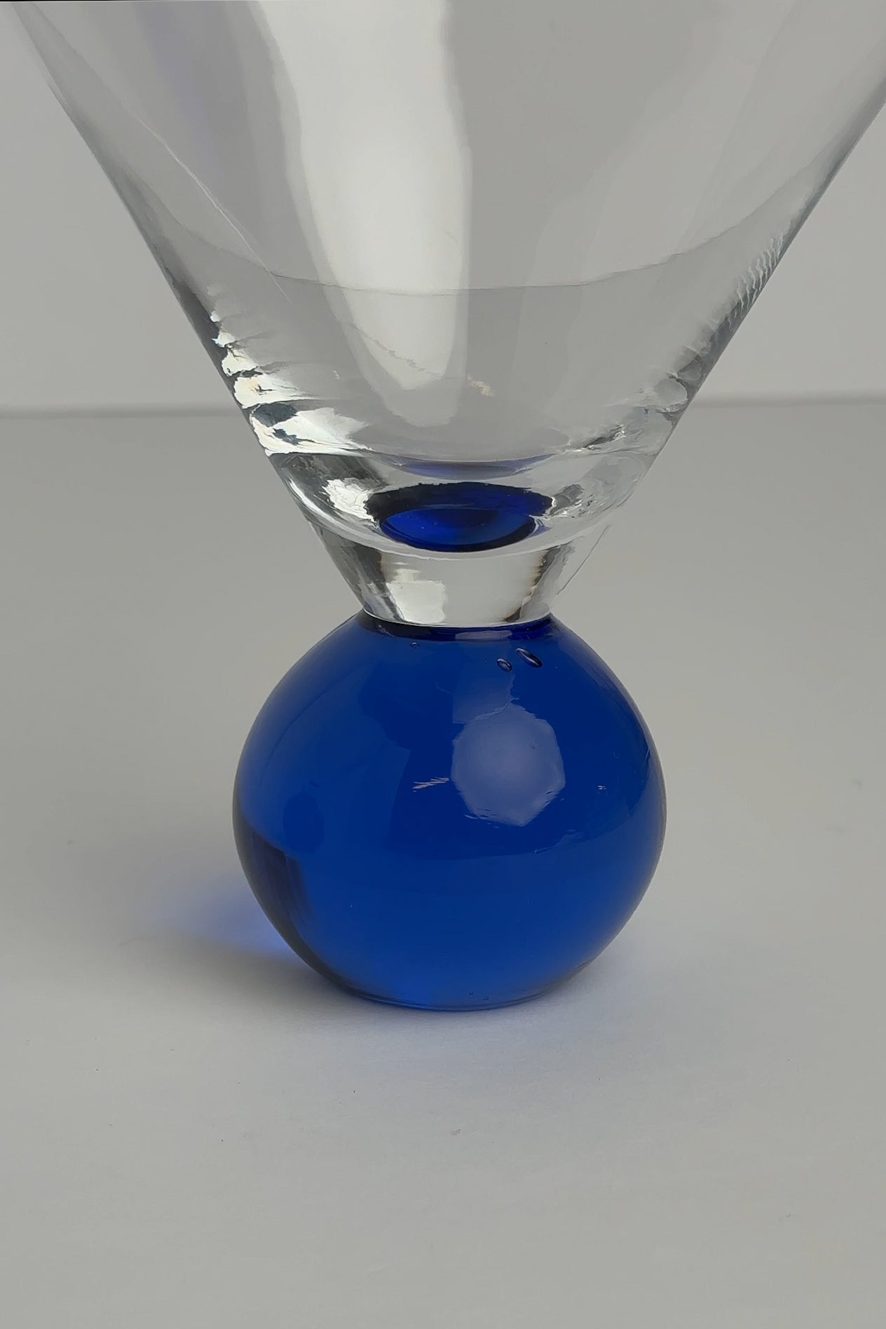 Vintage 90s Cobalt Postmodern Martini Cocktail Glasses (2)