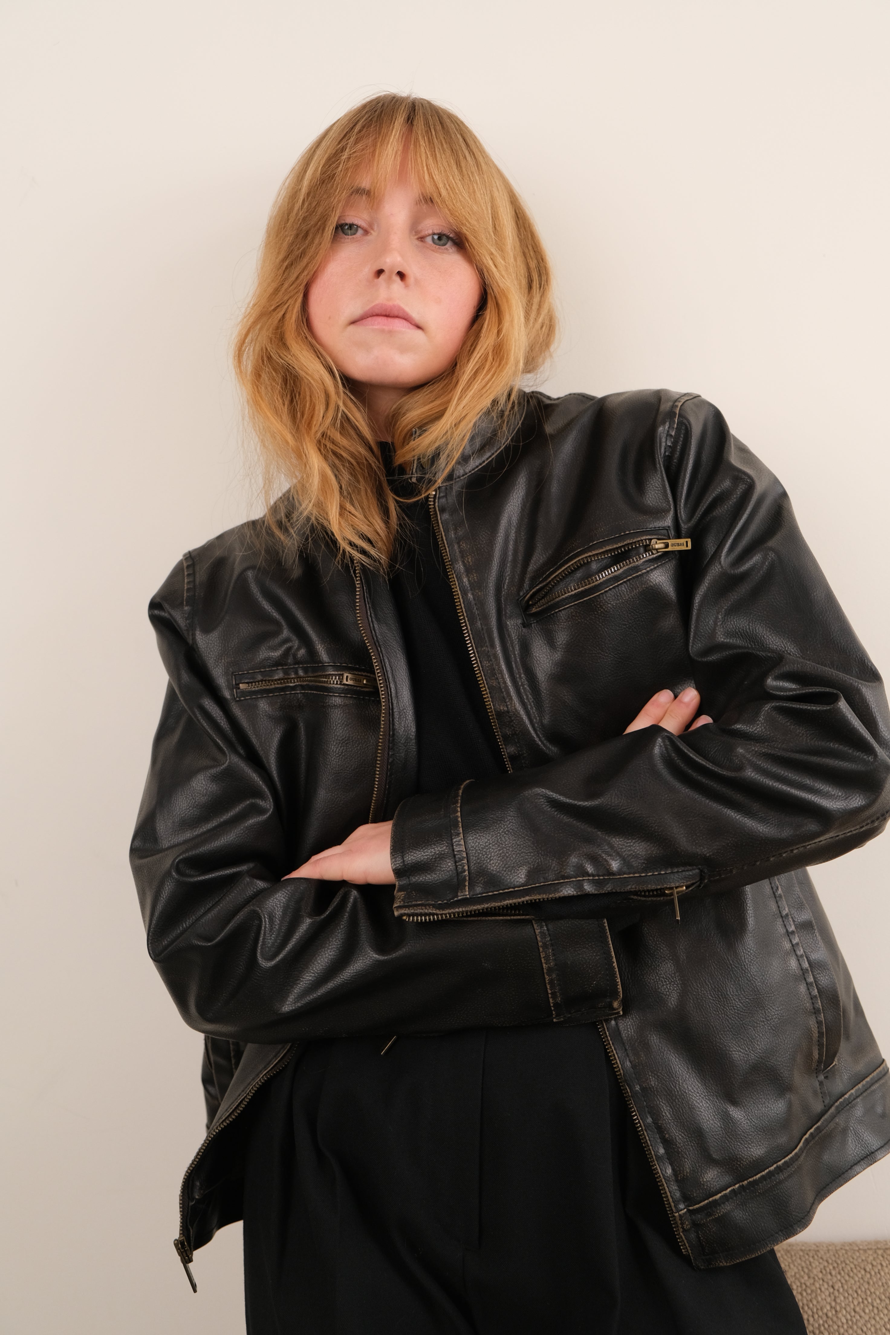 ジャケット・アウター leather jacket 00s Vintage 00s Espresso Faux Leather Sherpa Lined Jacket – Hermine