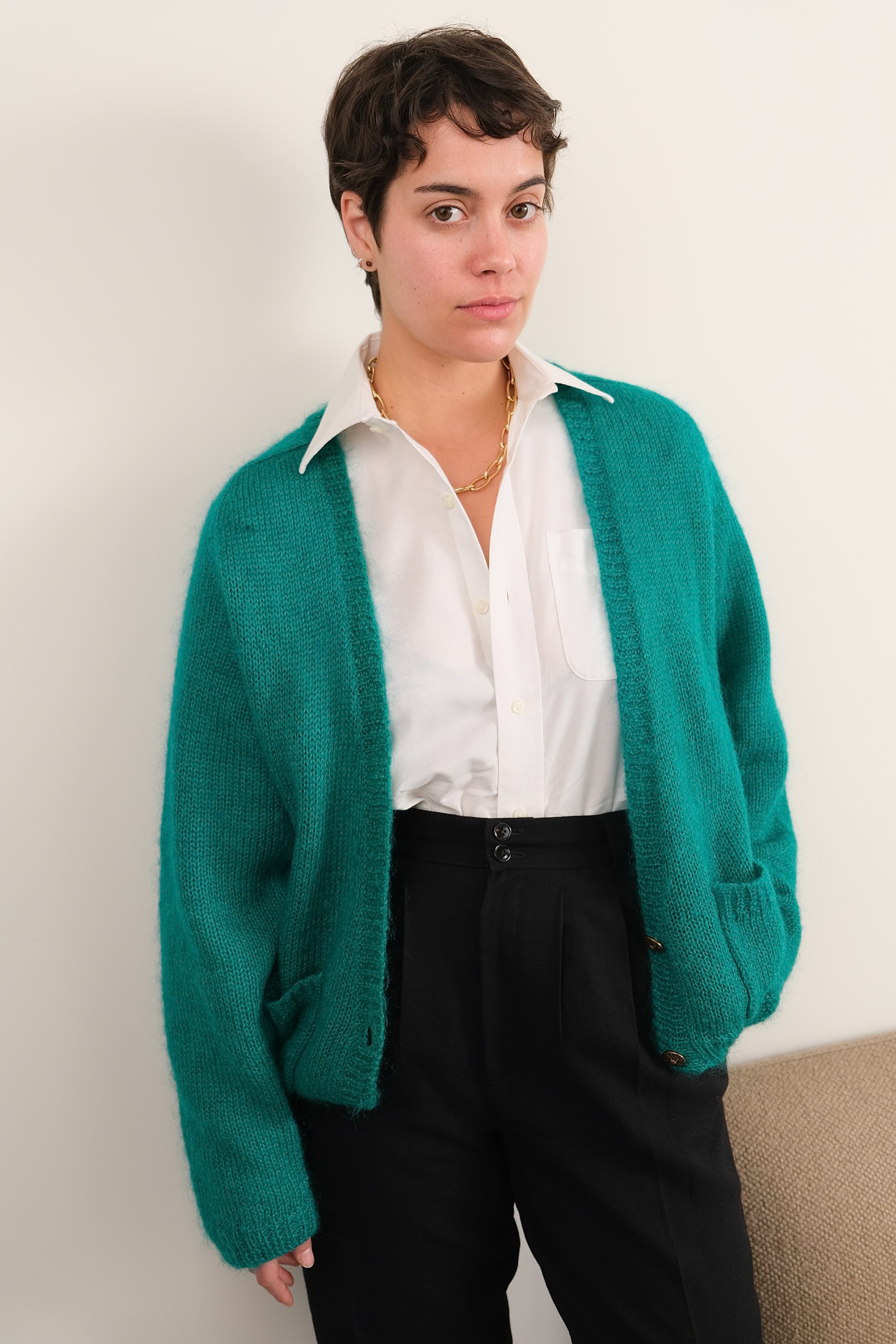 Vintage 80s Peacock Mohair Blend Button Up Cardigan – Hermine