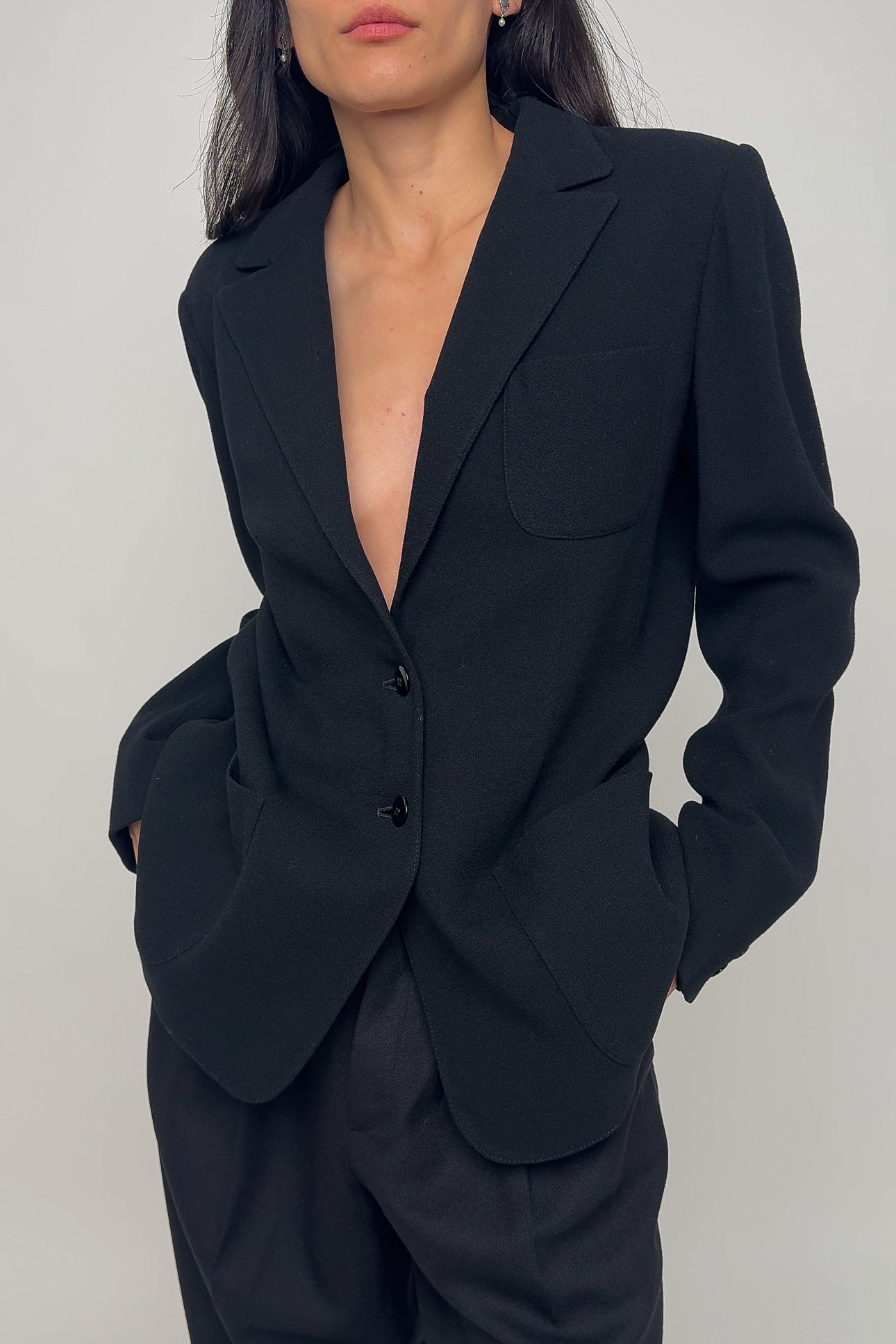 Vintage 90s Noir Pure Wool Blazer (Rosella)