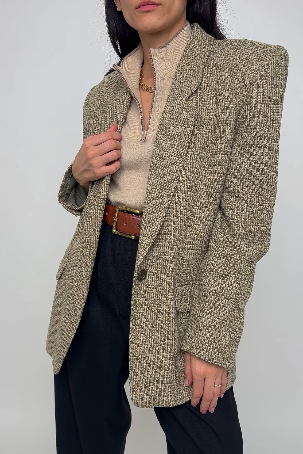 Vintage 90s Wheat Wool Blazer