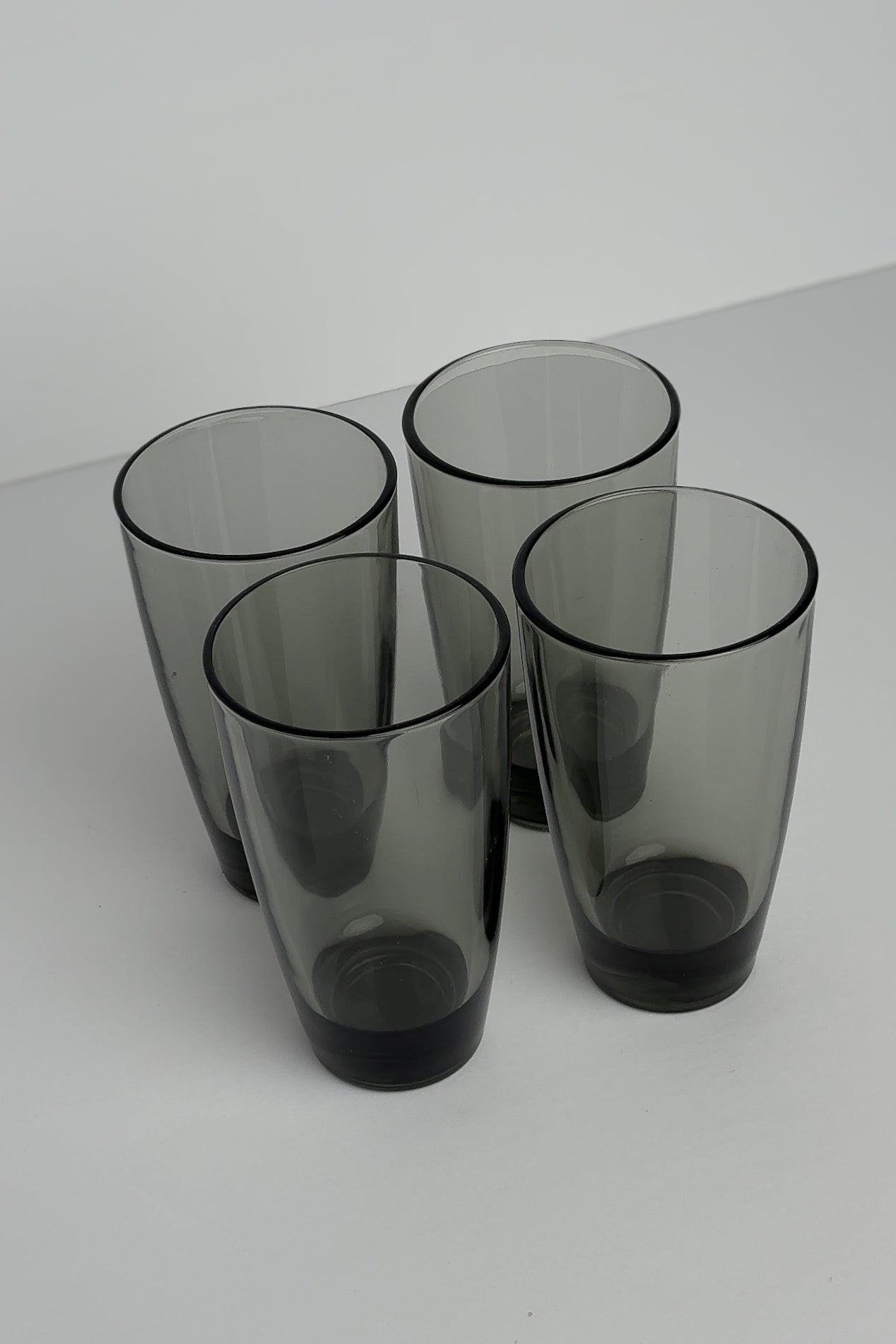 Vintage 90s Gray Smoked Glass Tumblers (4)