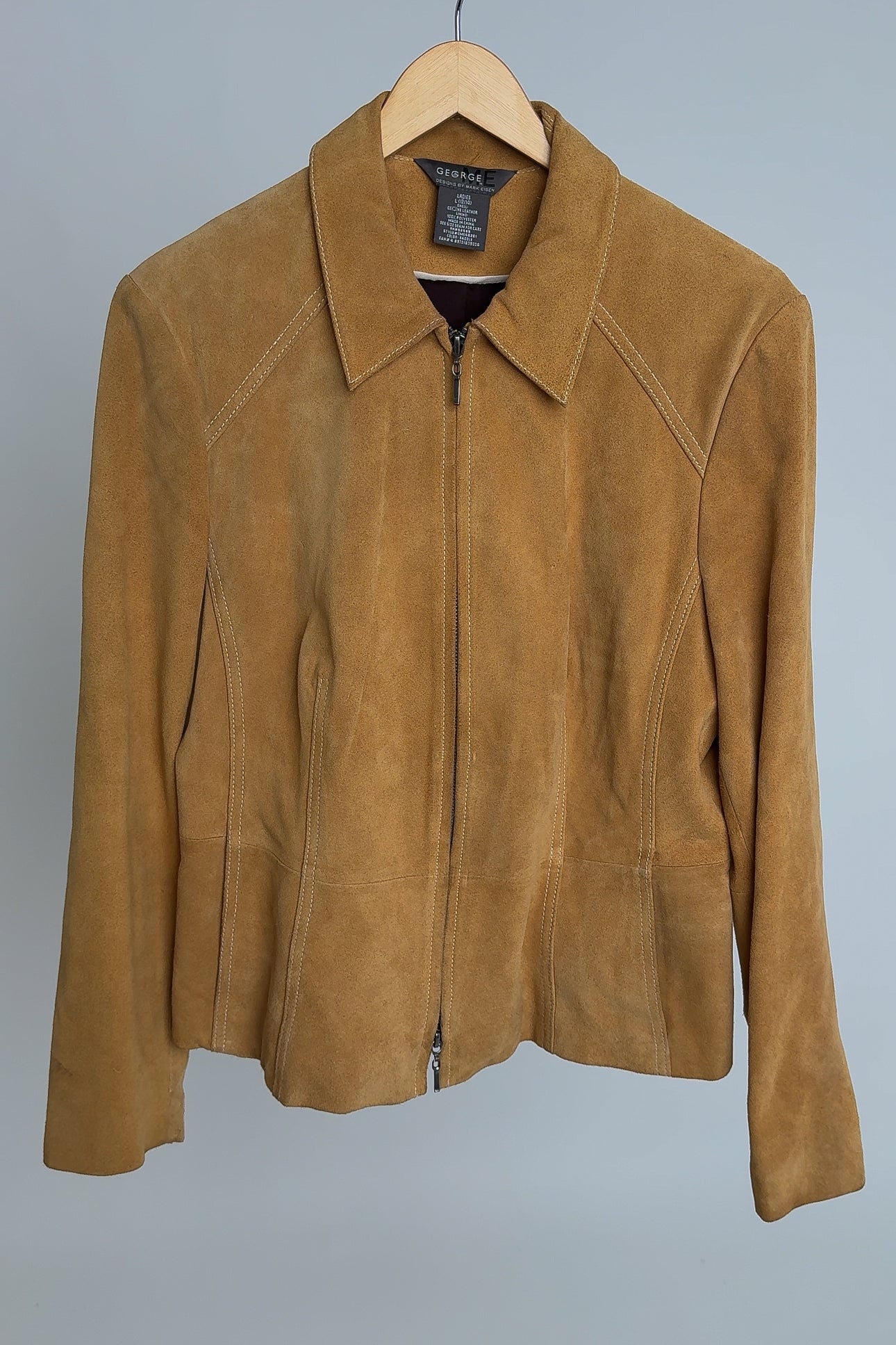 Vintage Camel Suede Leather Zip-Up Jacket