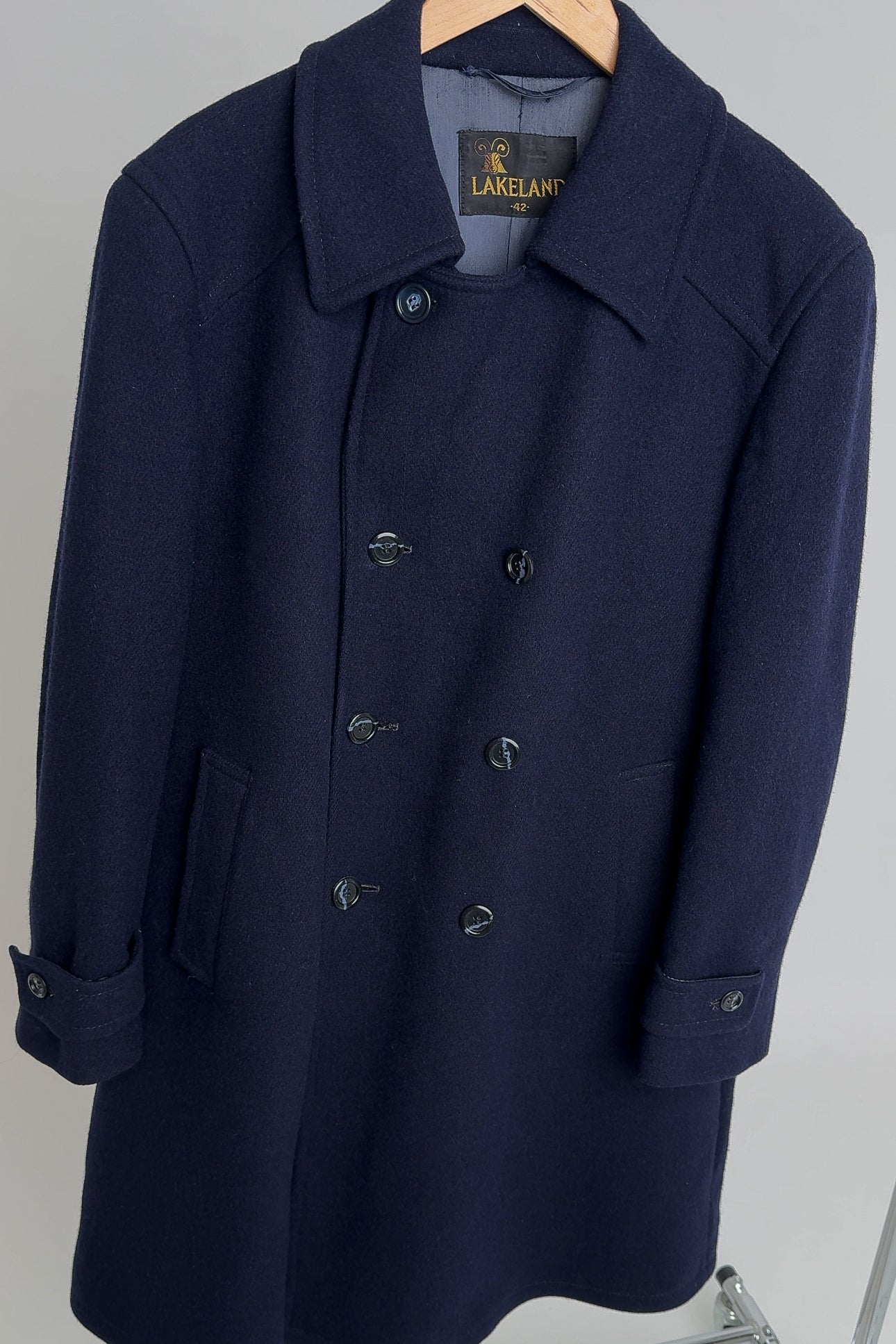 Vintage Deep Sea Wool Double Breasted Peacoat