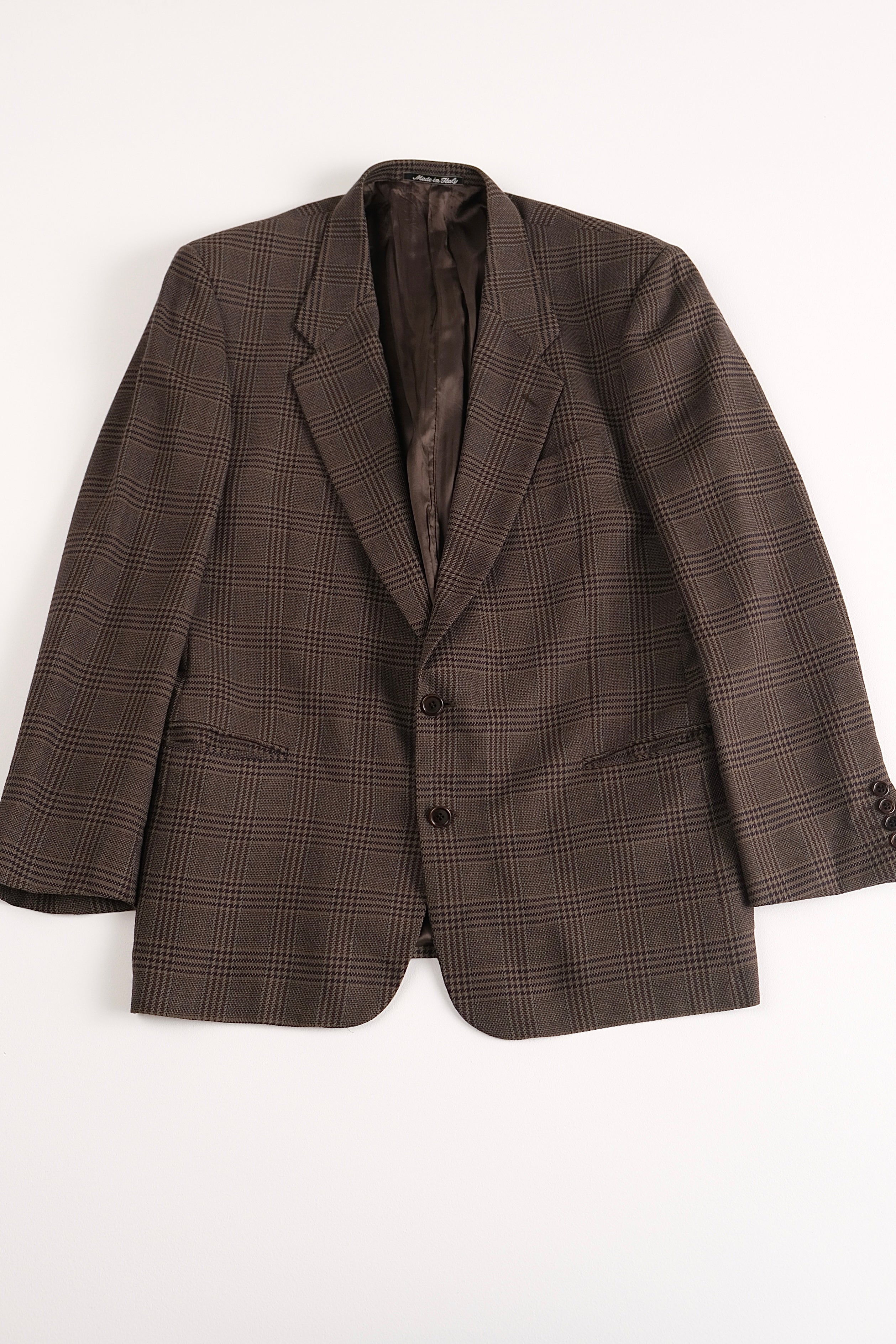 Vintage 80s Italian Mocha Valentino Wool Glen Plaid Blazer – Hermine