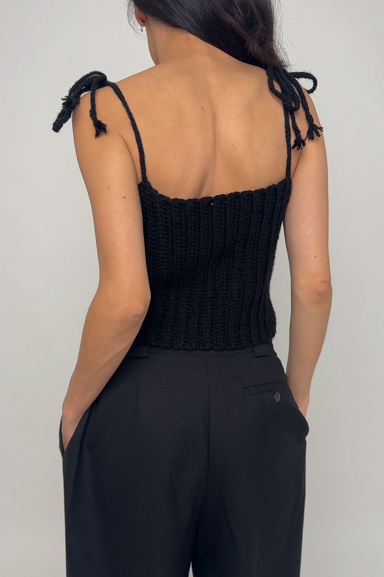 Vintage Coal Hand Knit Sleeveless Sweater