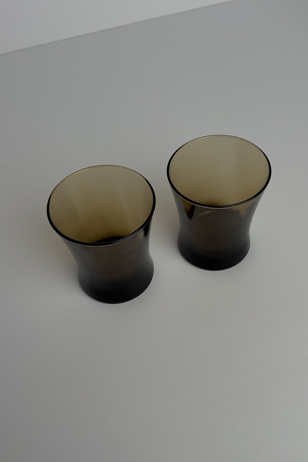 Vintage 90s Olive Drab Smoked Glass Tumblers (2)