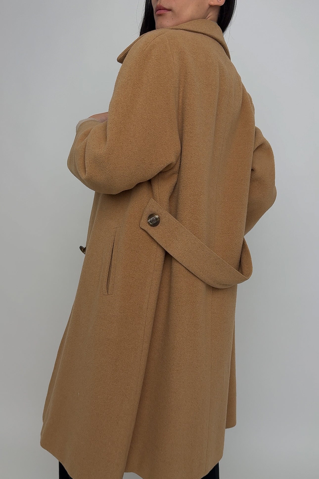 Vintage Sand Camelhair Midi Coat