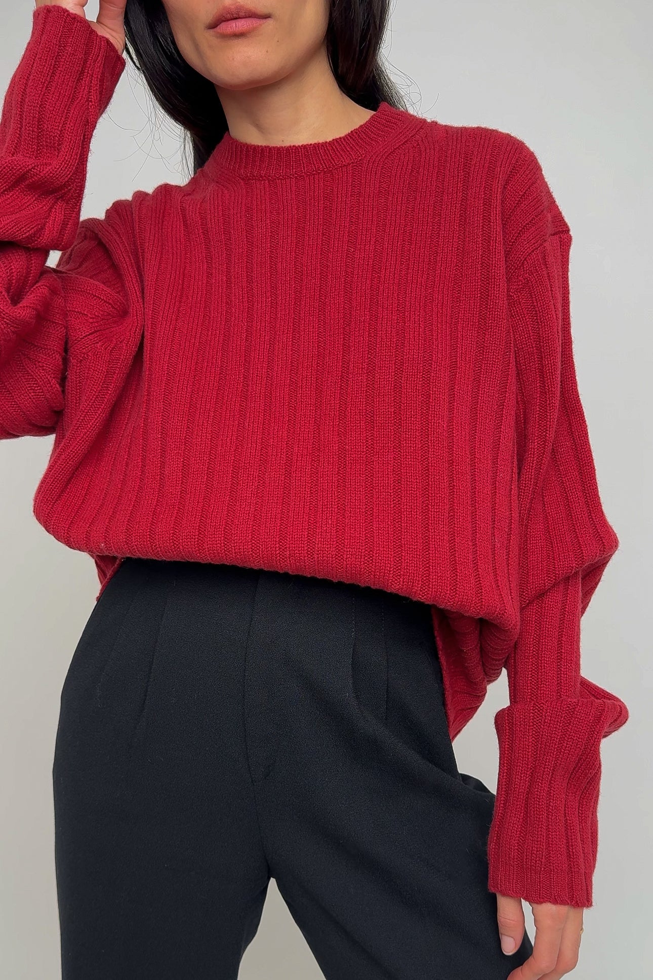 Vintage Tomato Lambswool Ribbed Crewneck Sweater