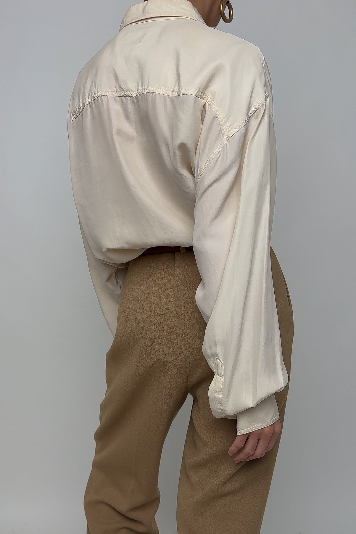 Vintage Camel Wool Blend High Waisted Cuffed Trousers (Rosella)