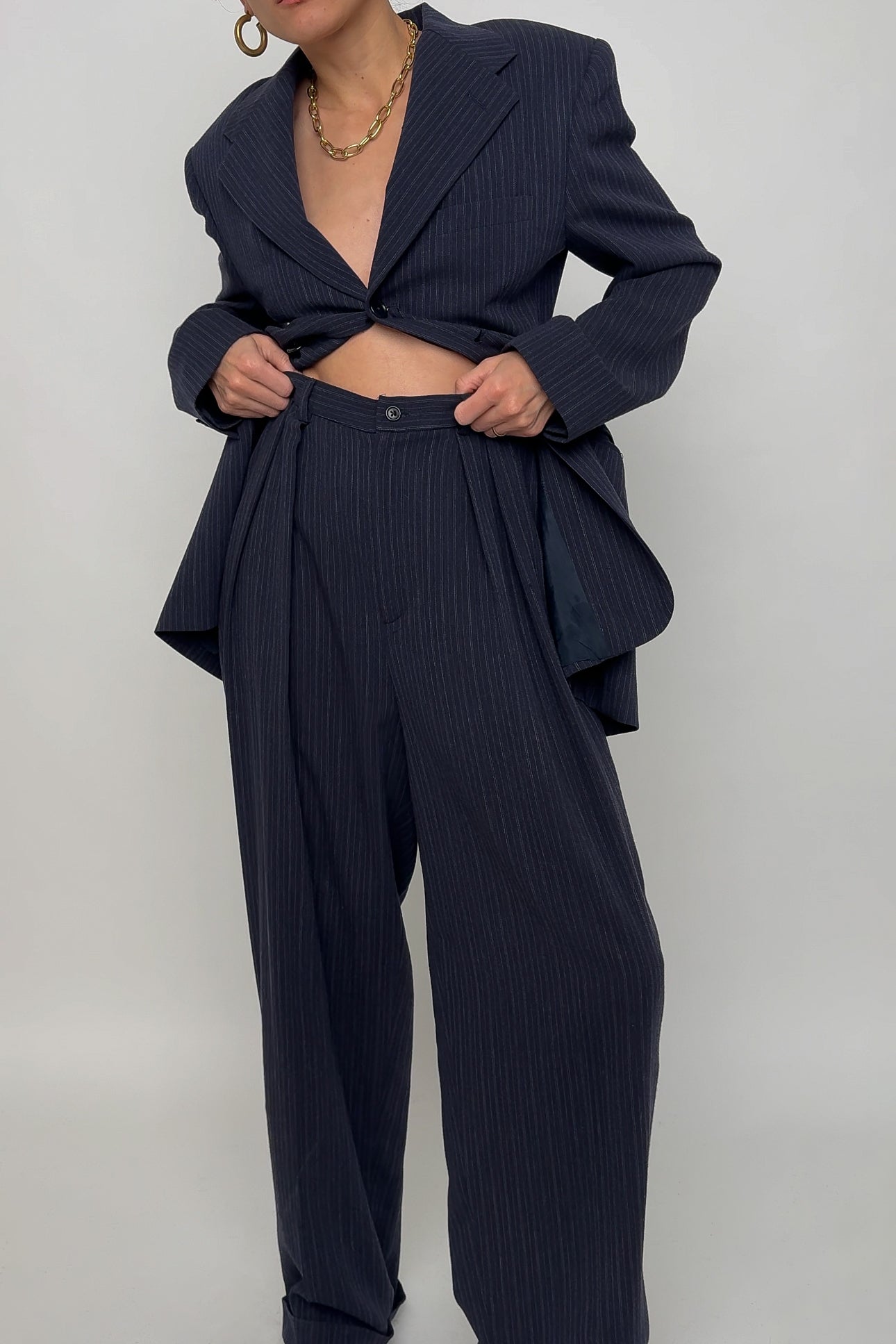 Vintage Night Ralph Lauren Wool Pinstripe Pantsuit (Rosella)