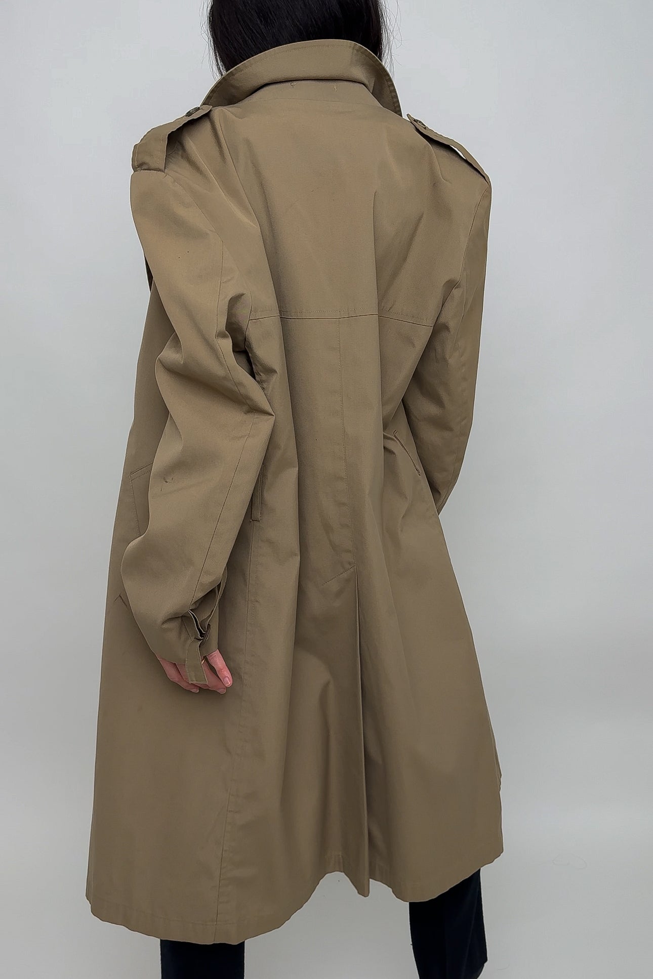 Vintage Taupe Cotton Blend Double Breasted Trench Coat