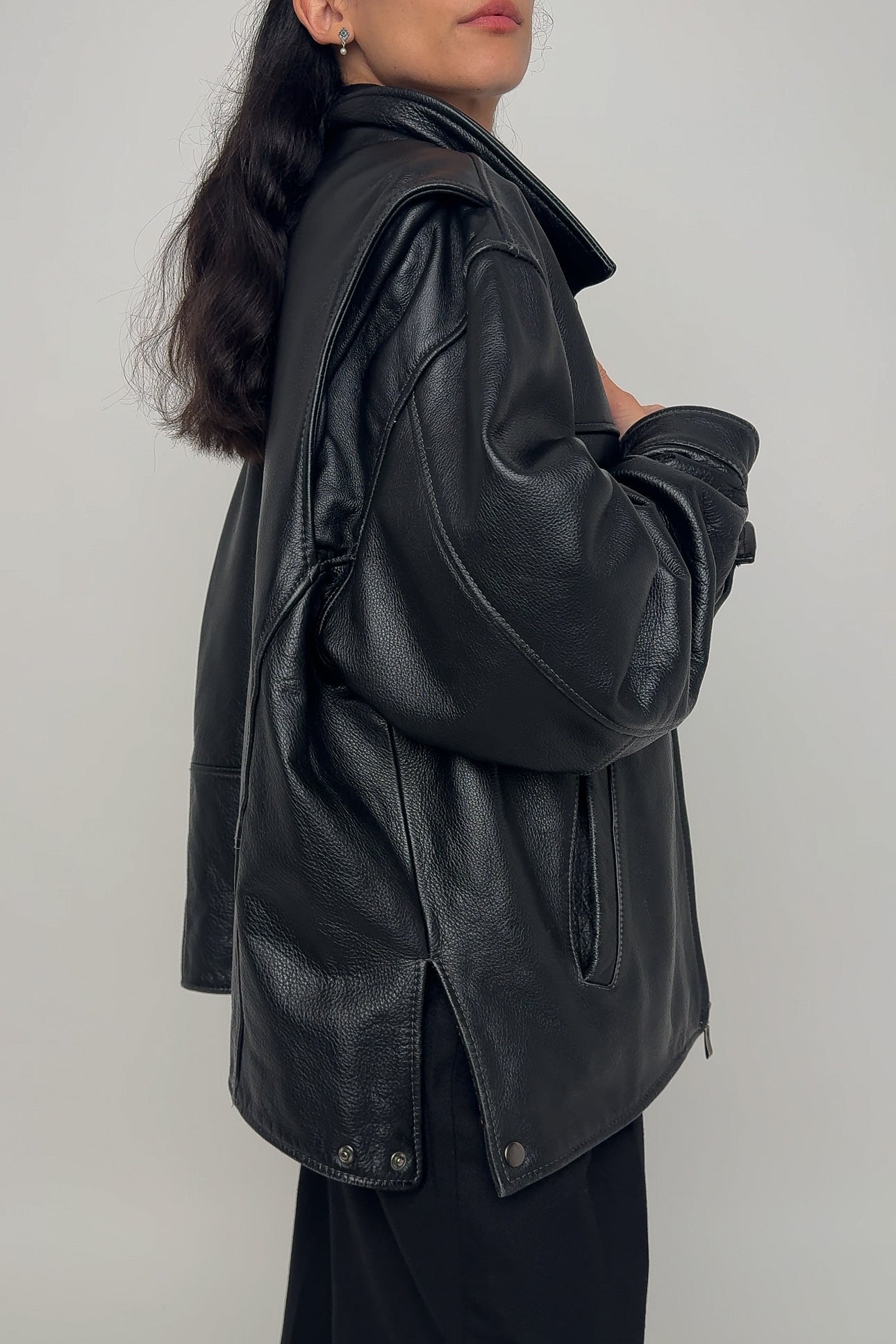 Vintage 90s Noir Leather Zip-Up Jacket