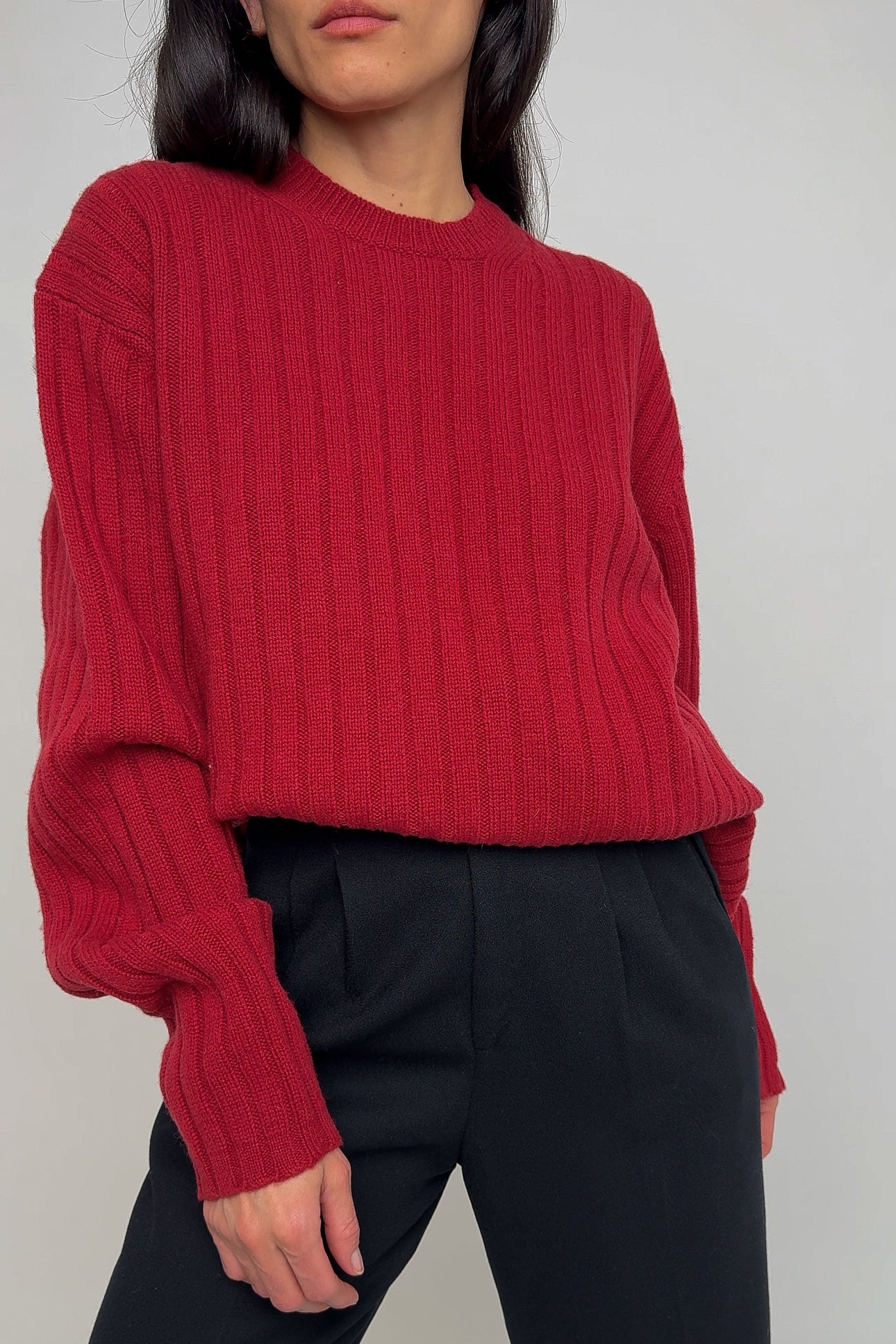 Vintage Tomato Lambswool Ribbed Crewneck Sweater