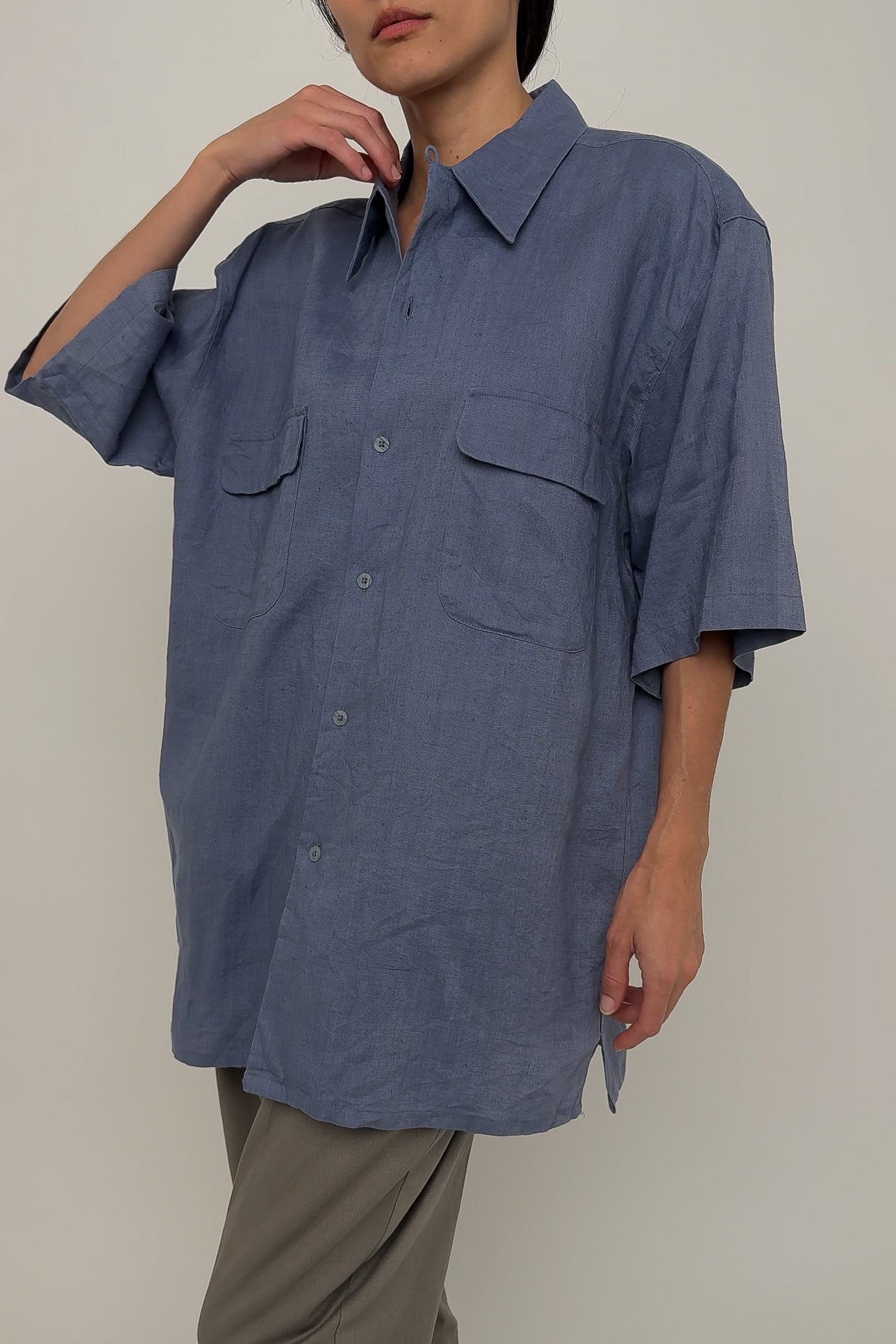 Vintage Ocean Linen Two Pocket Button Up Shirt