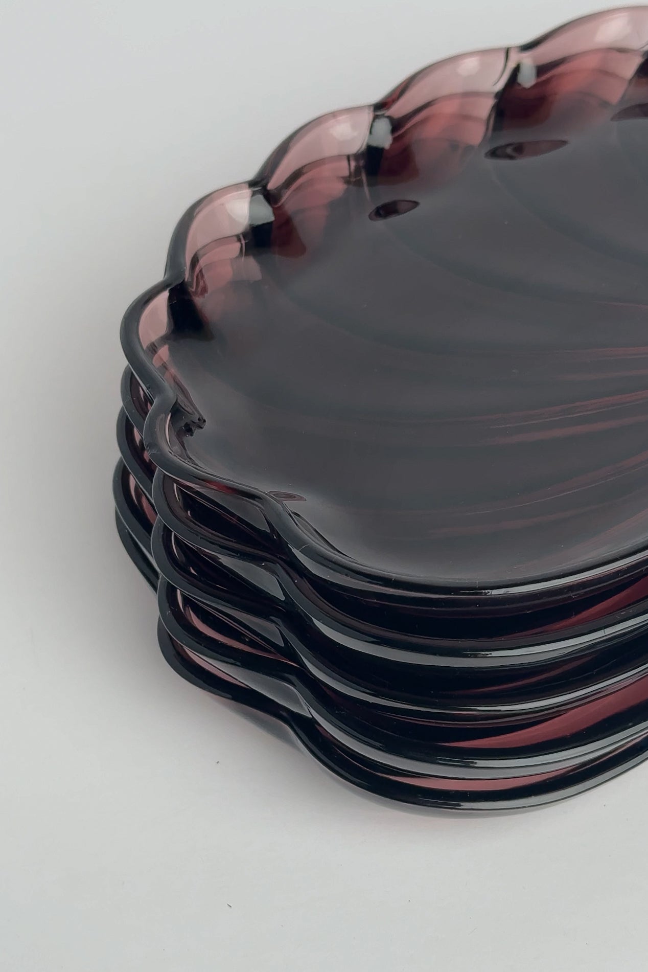 Vintage Pomegranate Smoked Glass Individual Platters (5)