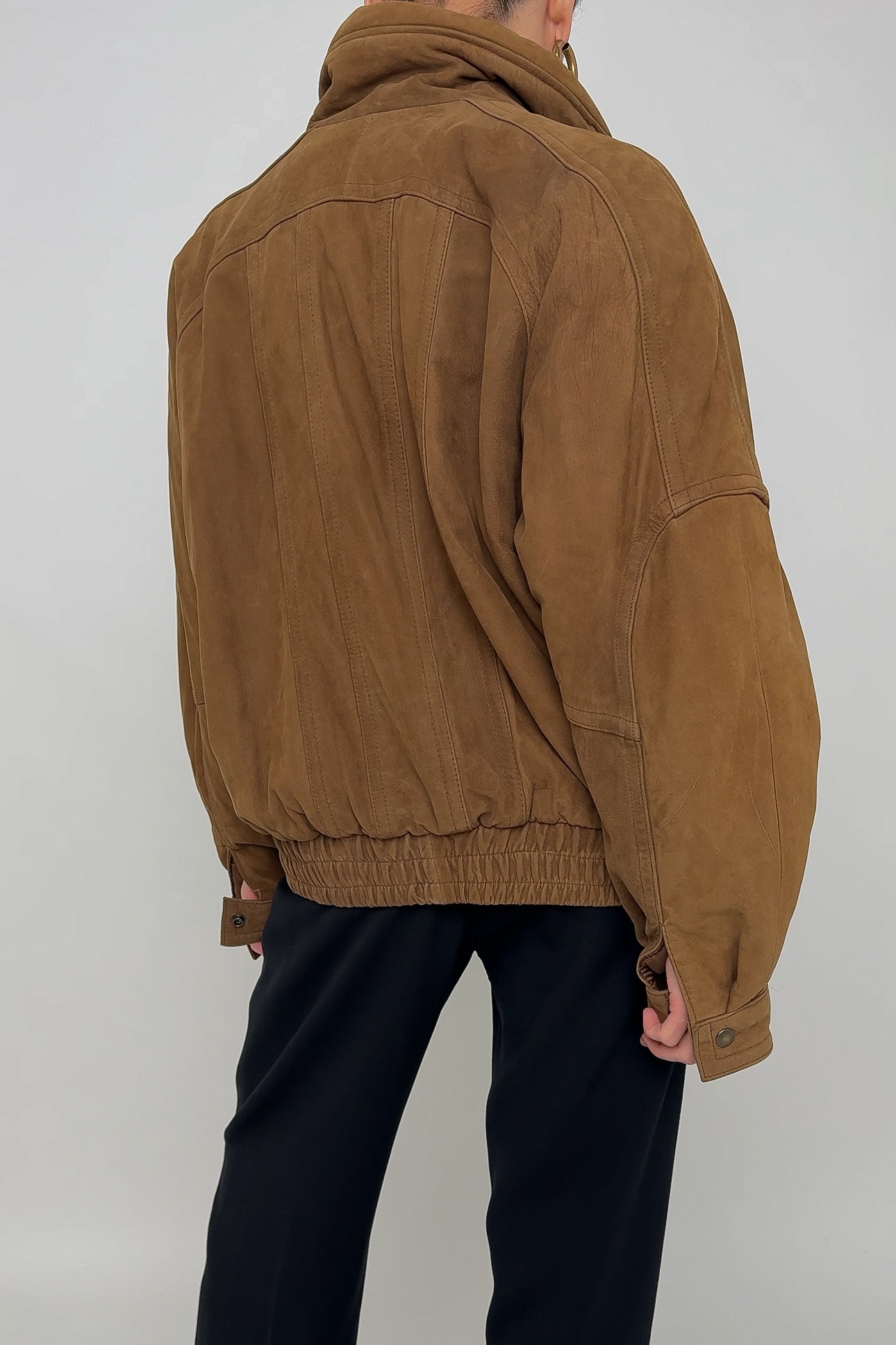 Vintage Cinnamon Suede Leather Bomber Jacket