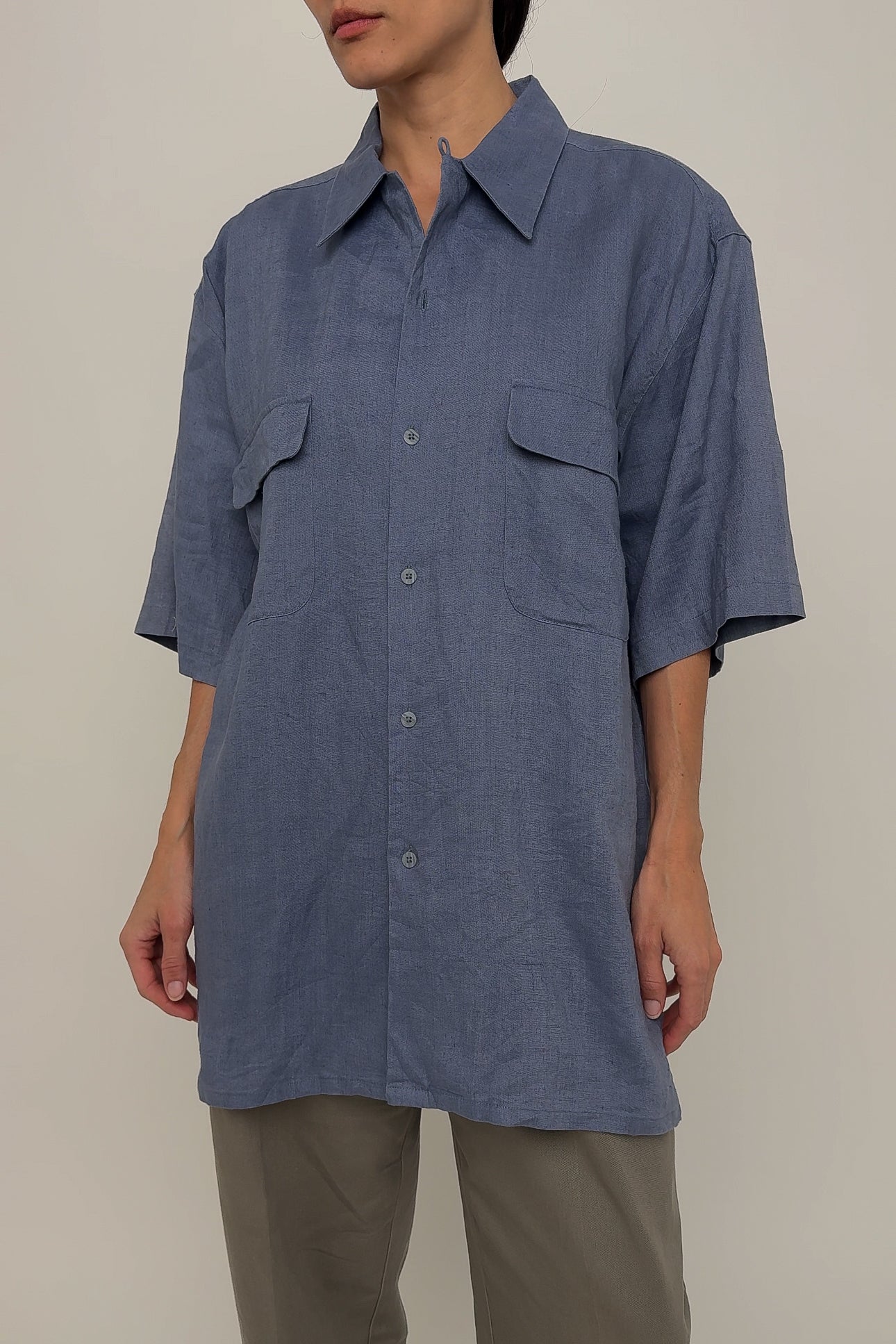 Vintage Ocean Linen Two Pocket Button Up Shirt