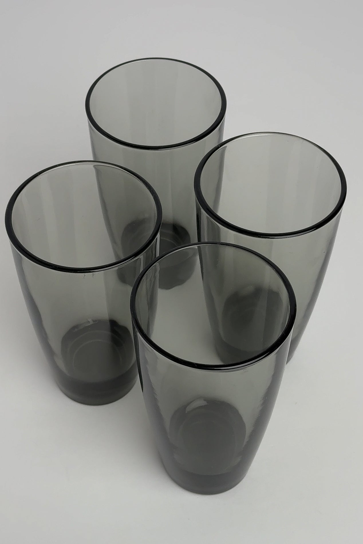 Vintage 90s Gray Smoked Glass Tumblers (4)