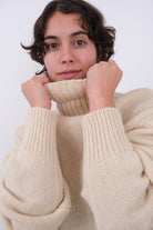 Vintage Scottish Ivory Pure New Wool Turtleneck Sweater