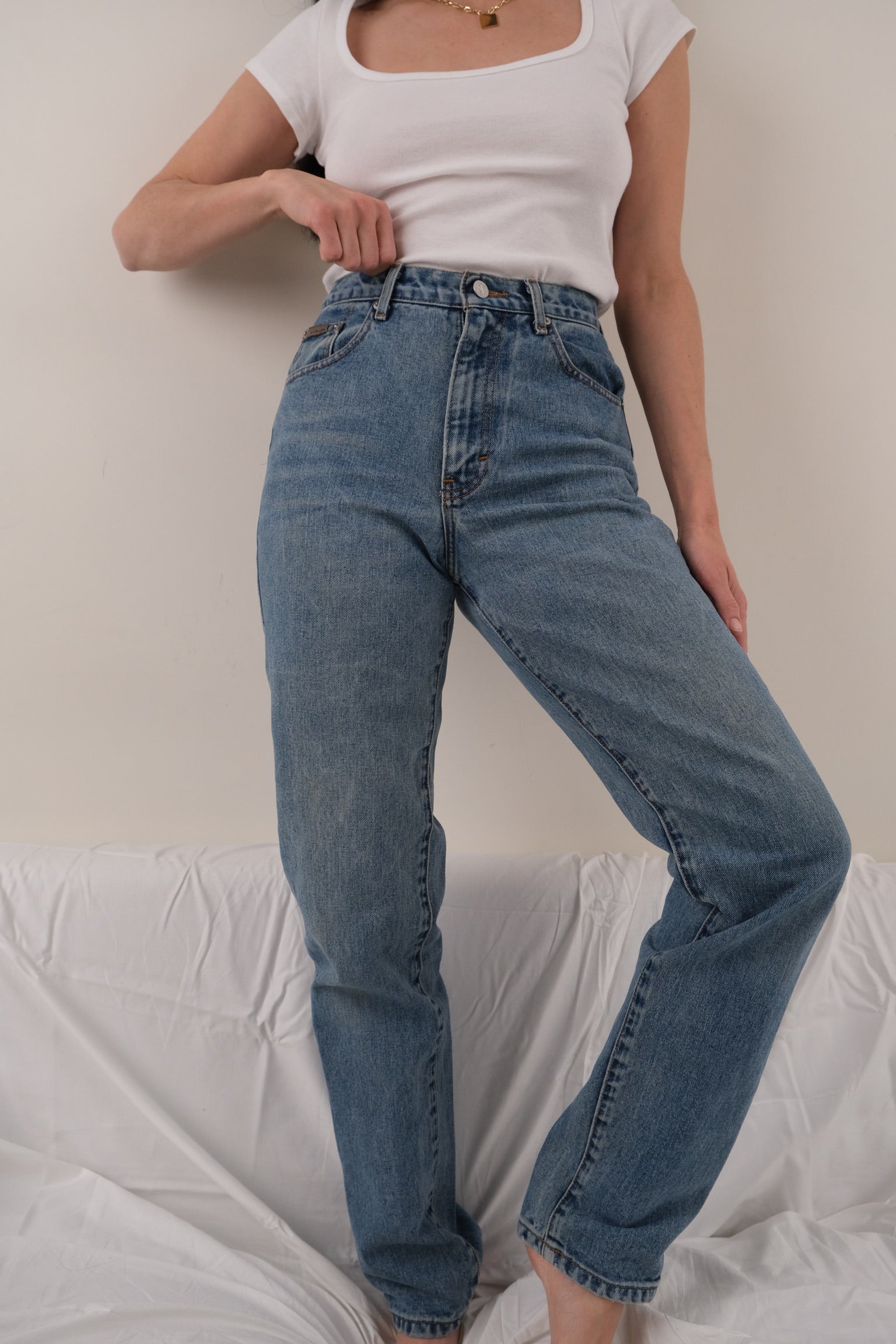 90s USA製 Calvin Klein Jeans ロゴ刺繍 半袖 Tシャツ XL / 90年代 