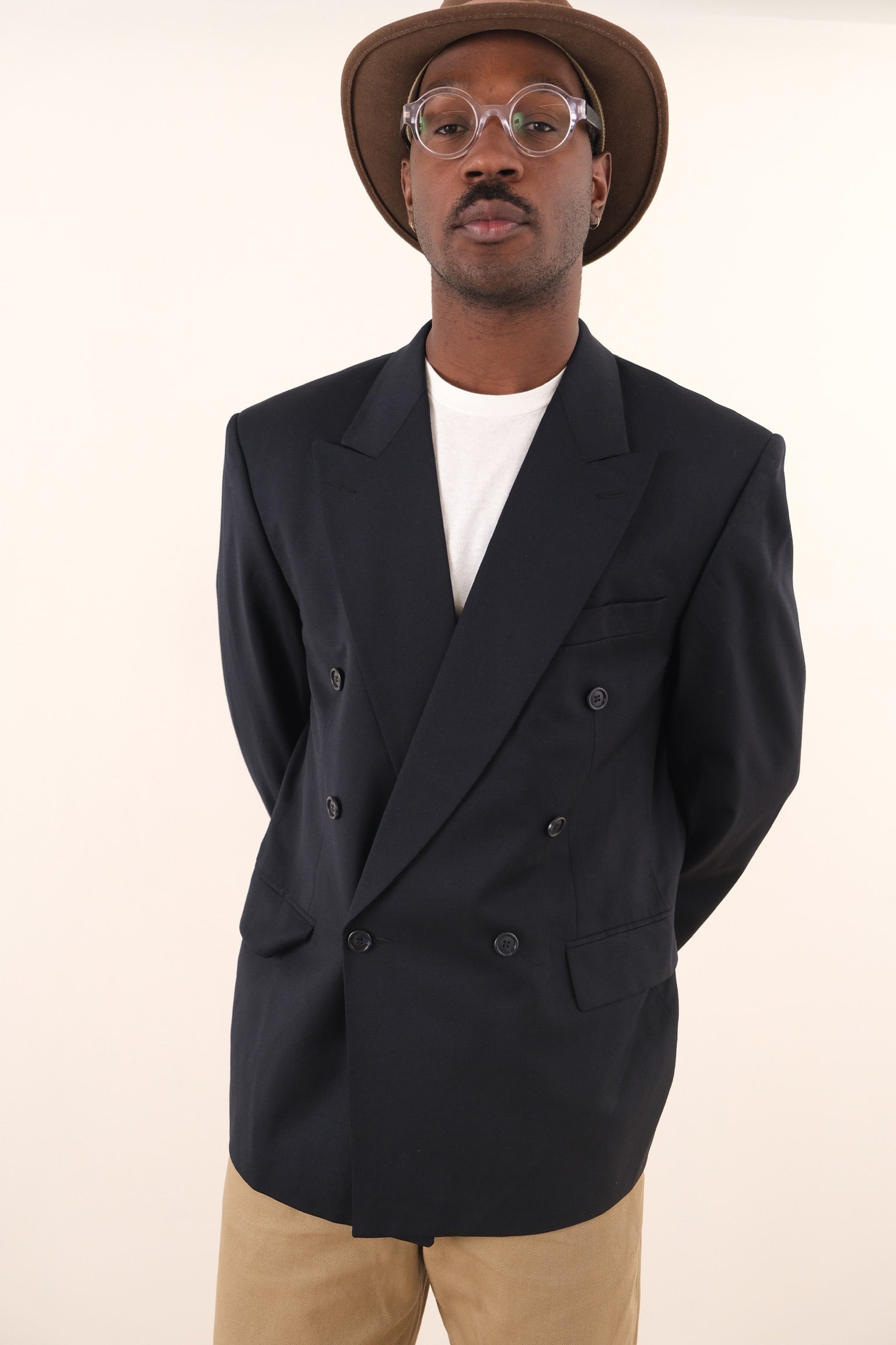 Vintage 90s Carbon Pure New Wool Double Breasted Blazer – Hermine