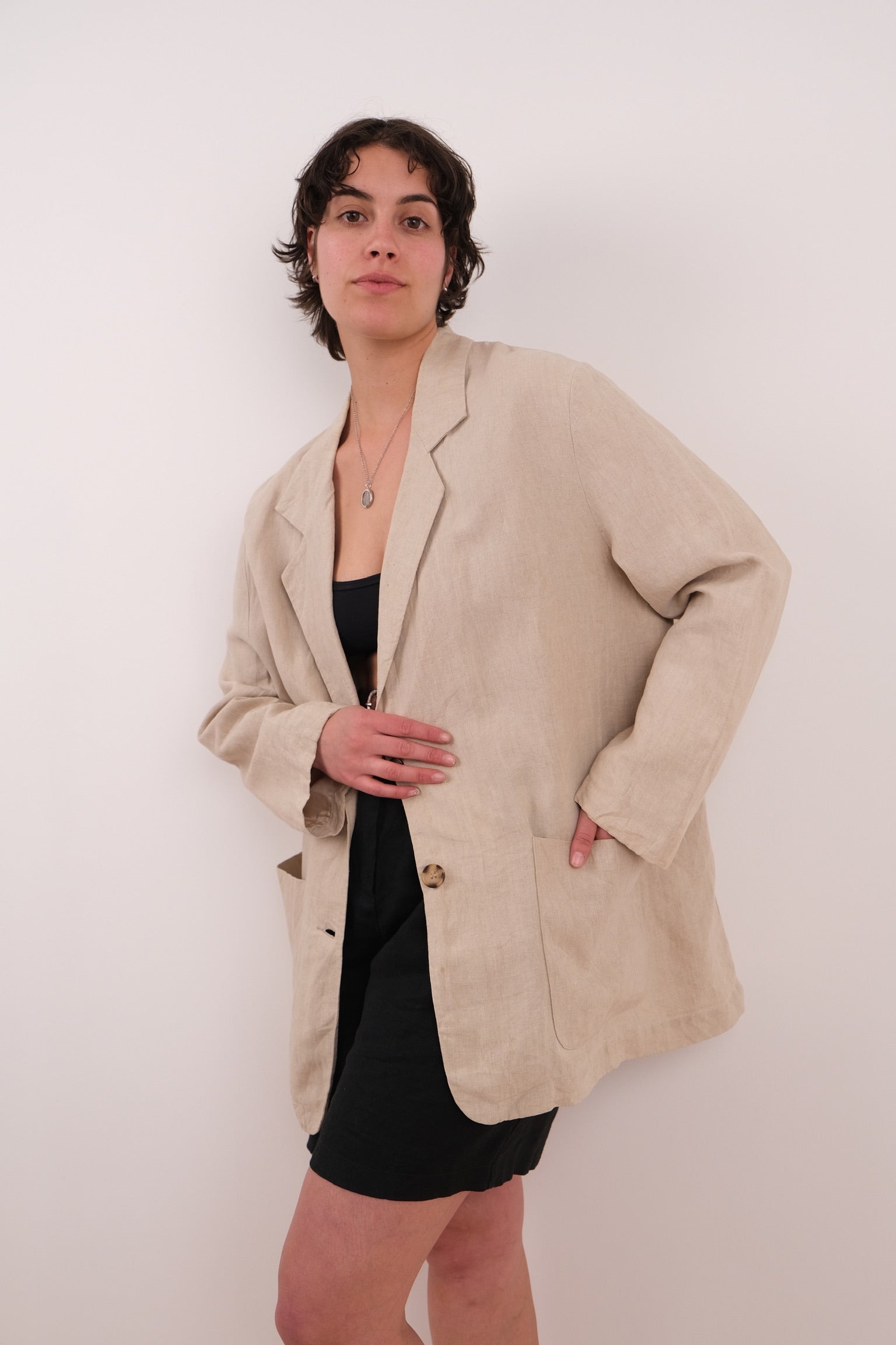 ジャケット・アウター 80s 90s EURO linen tailored jacket beige Vintage 90s Sand Linen Button Up Blazer – Hermine