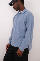 Vintage 90s Slate Ralph Lauren Cotton Long-Sleeve Polo Shirt