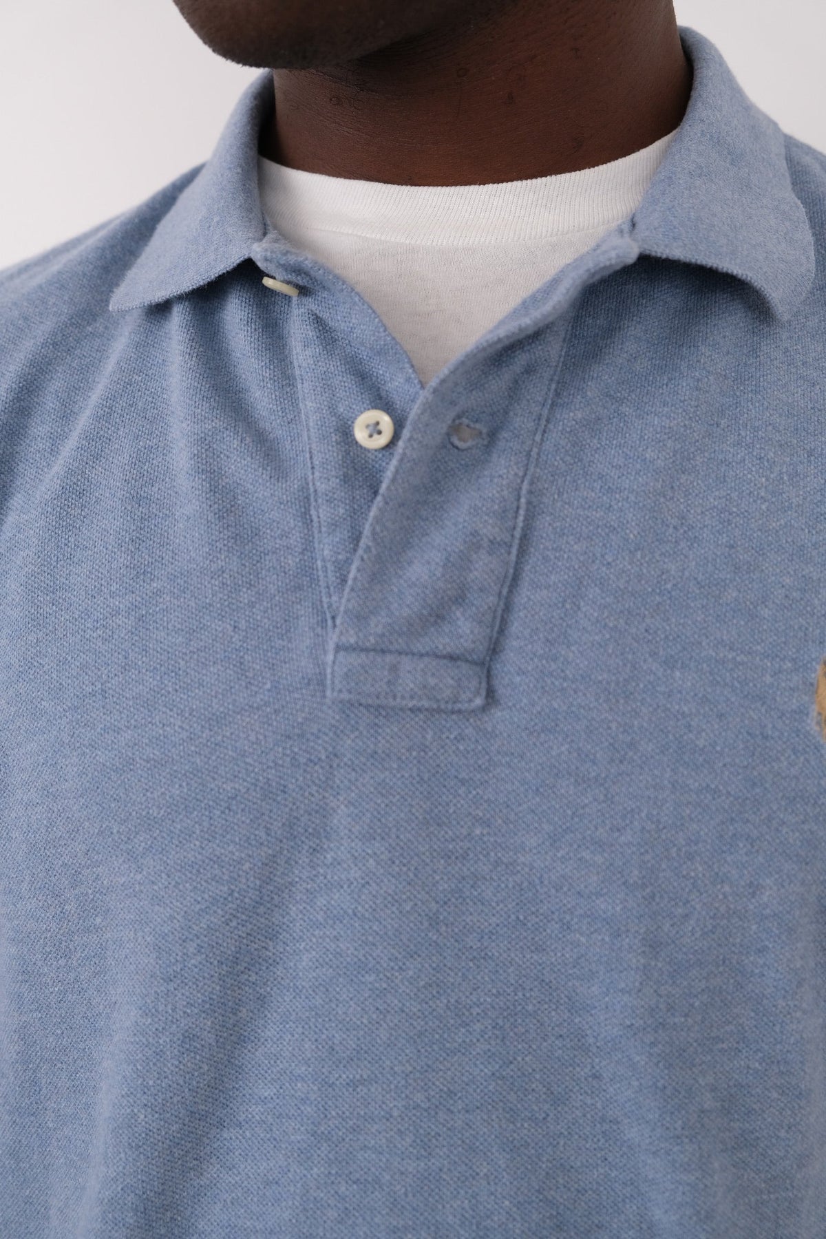 Vintage 90s Slate Ralph Lauren Cotton Long-Sleeve Polo Shirt