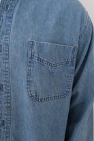 Vintage light wash cotton denim button-down shirt
