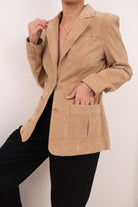 Vintage tan suede leather two-button blazer