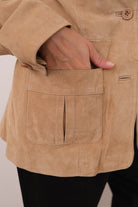 Vintage tan suede leather two-button blazer