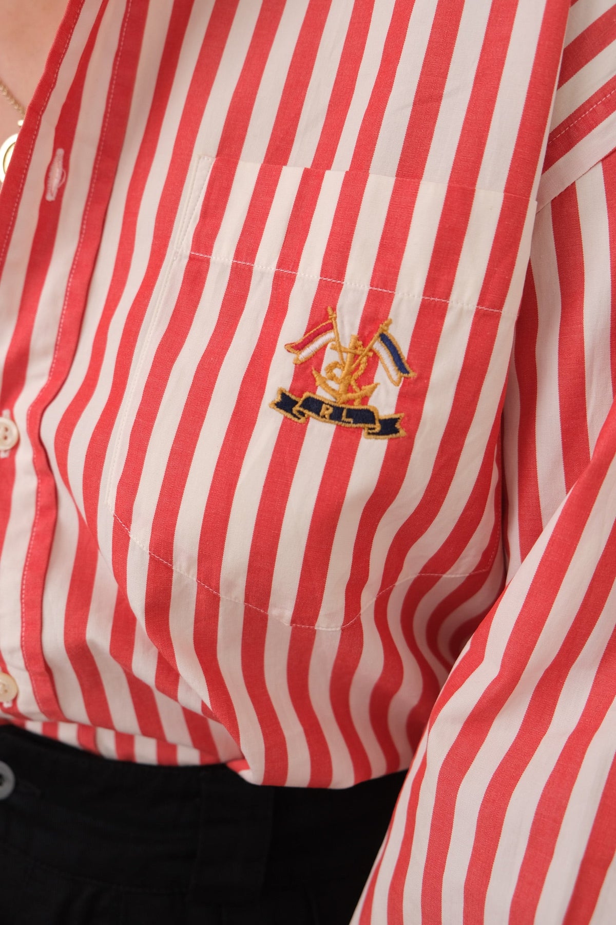 Vintage 90s Currant Ralph Lauren Cotton Striped Button Up