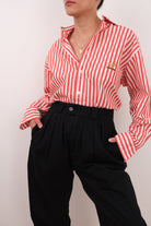 Vintage 90s Currant Ralph Lauren Cotton Striped Button Up