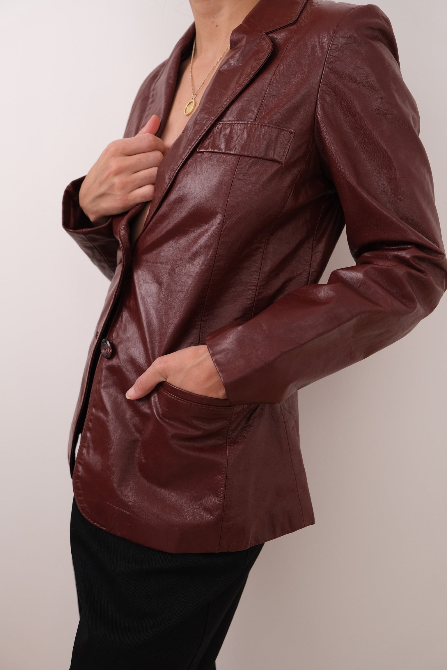 Vintage 70s Garnet Leather Blazer