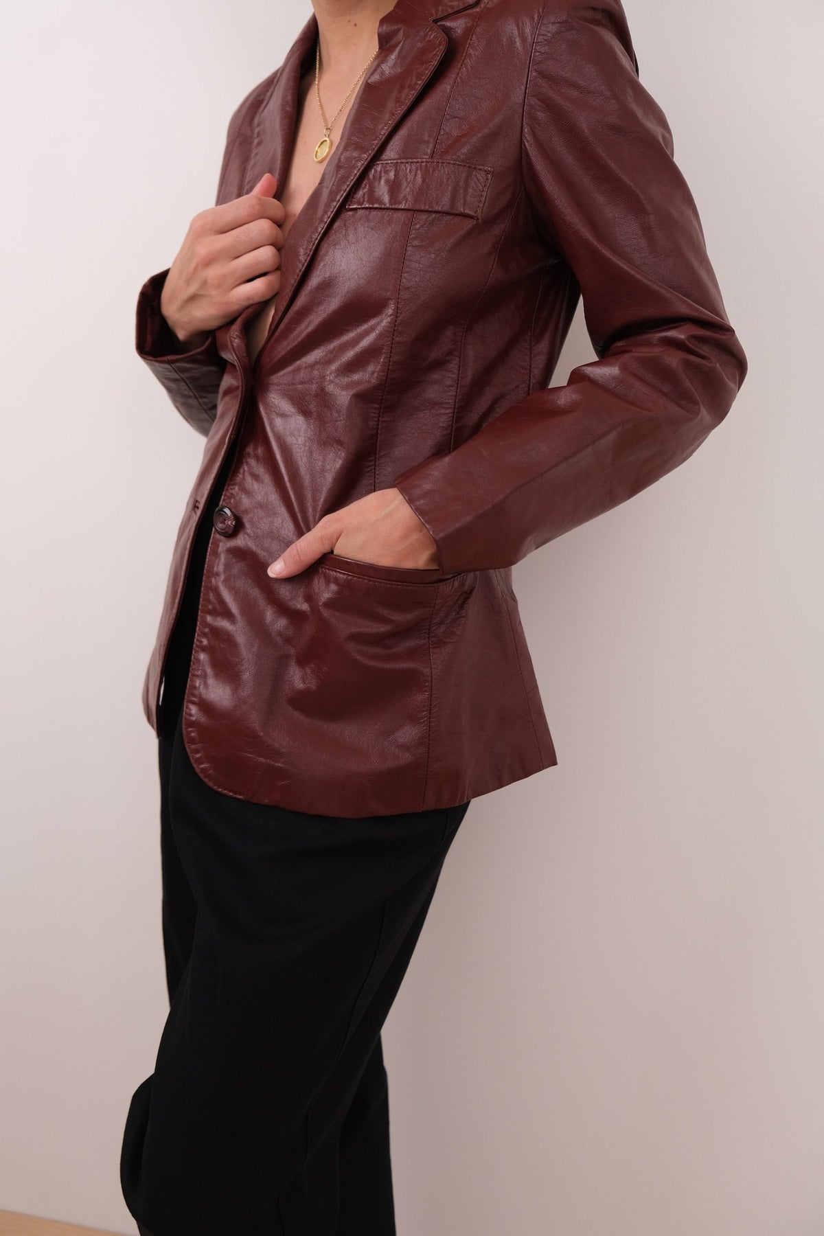 Vintage 70s Garnet Leather Blazer