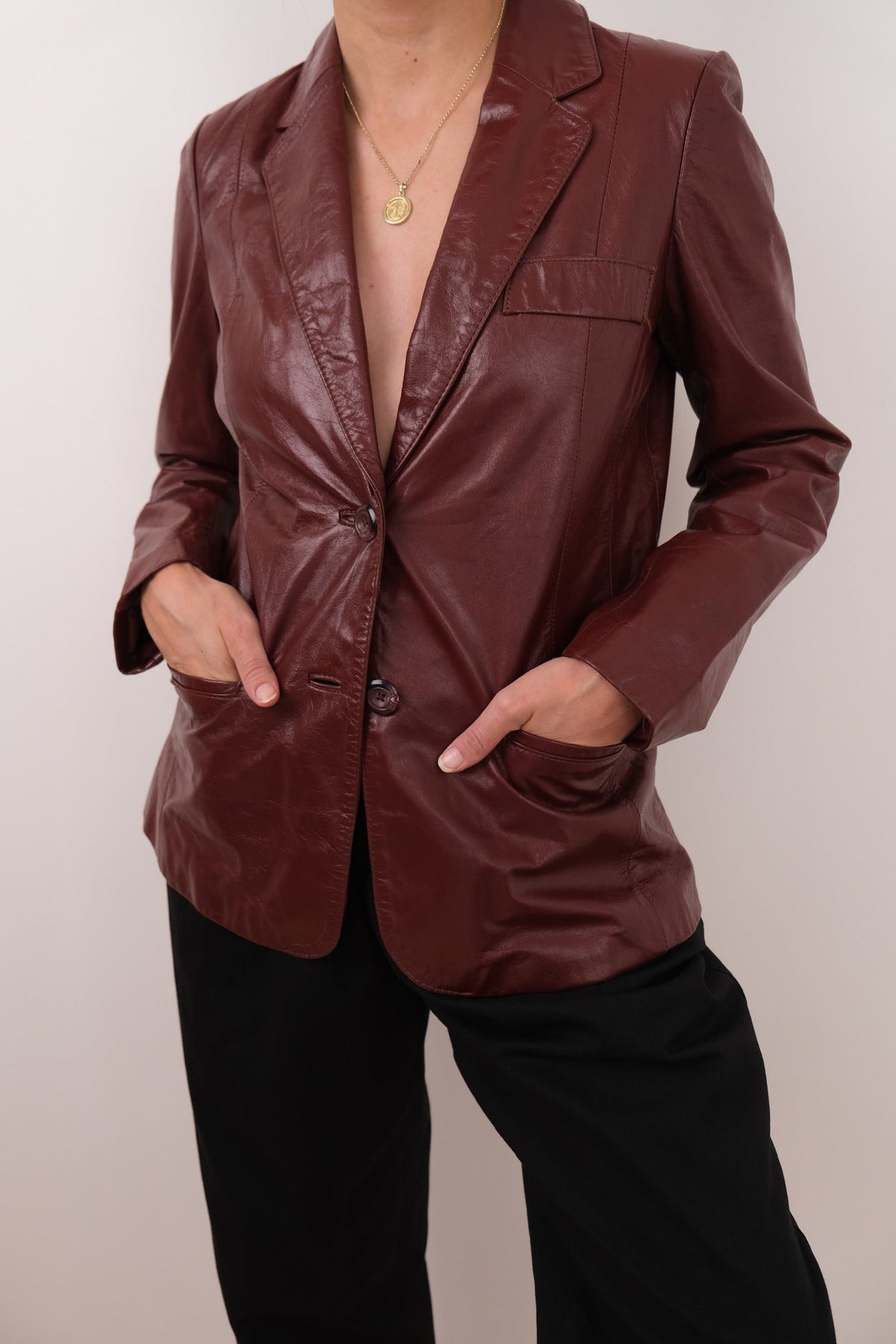 Vintage 70s Garnet Leather Blazer