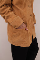 Vintage 90s Italian Fawn Suede Longline Jacket